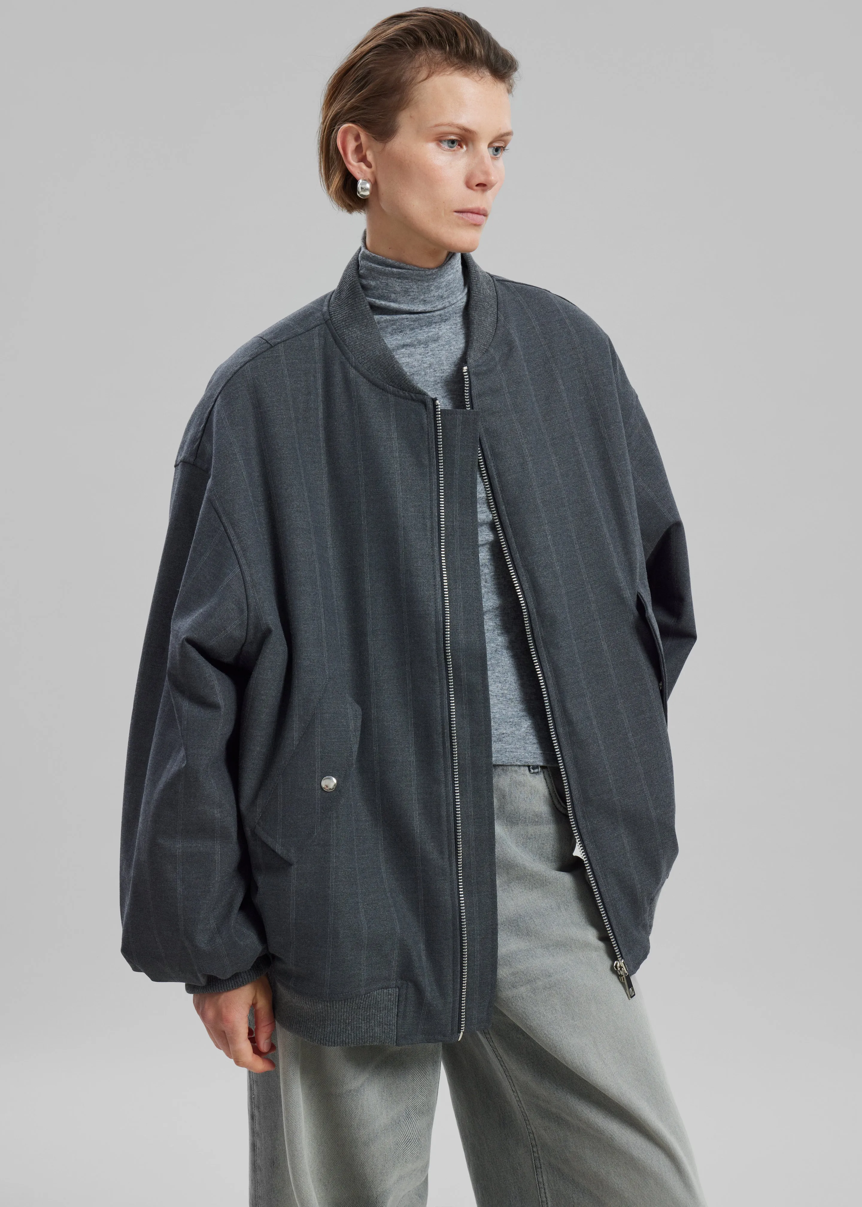 Astra Bomber Jacket - Grey Stripe sold by Frankie Shop product image thumbnail 4