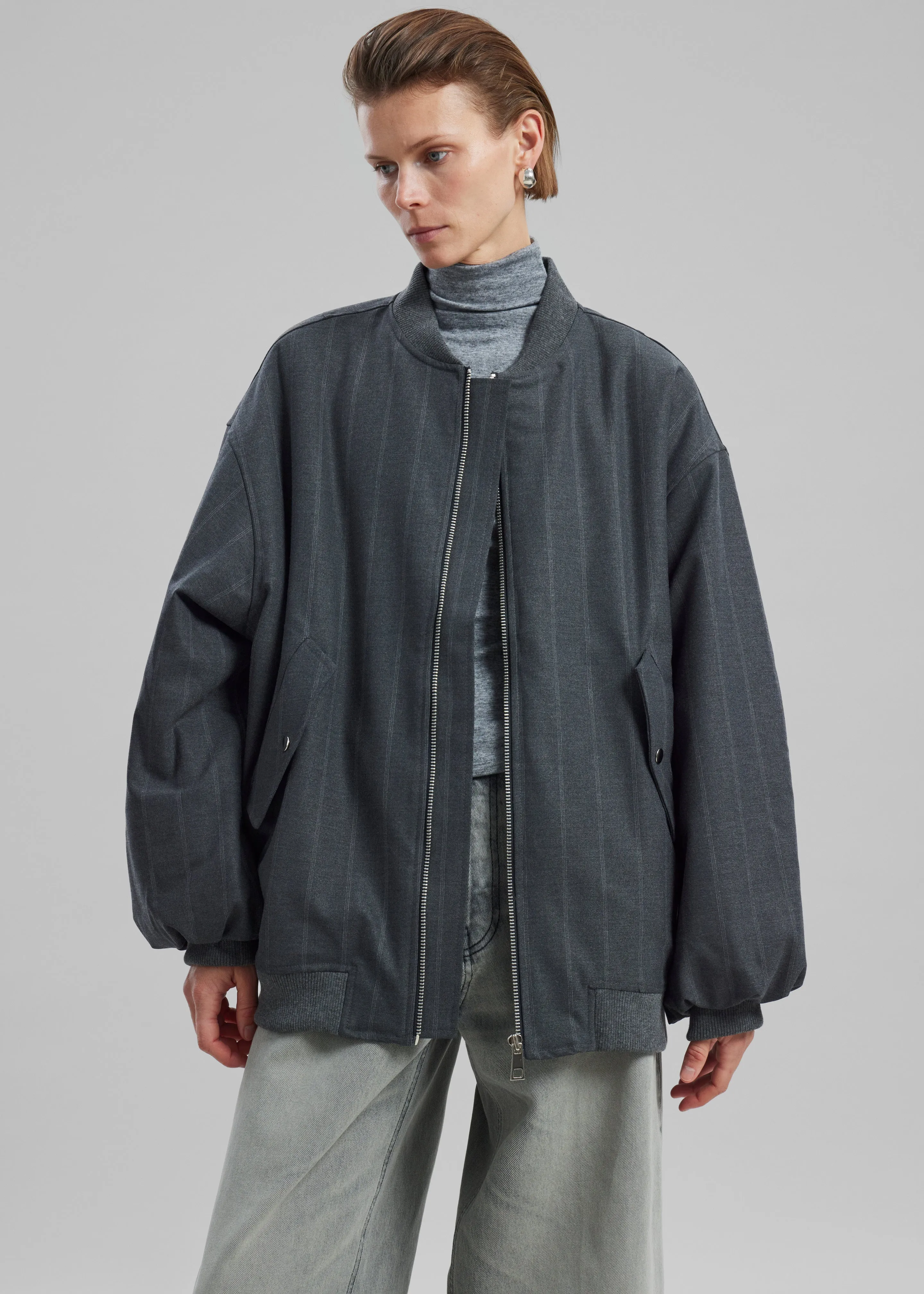 Astra Bomber Jacket - Grey Stripe sold by Frankie Shop
