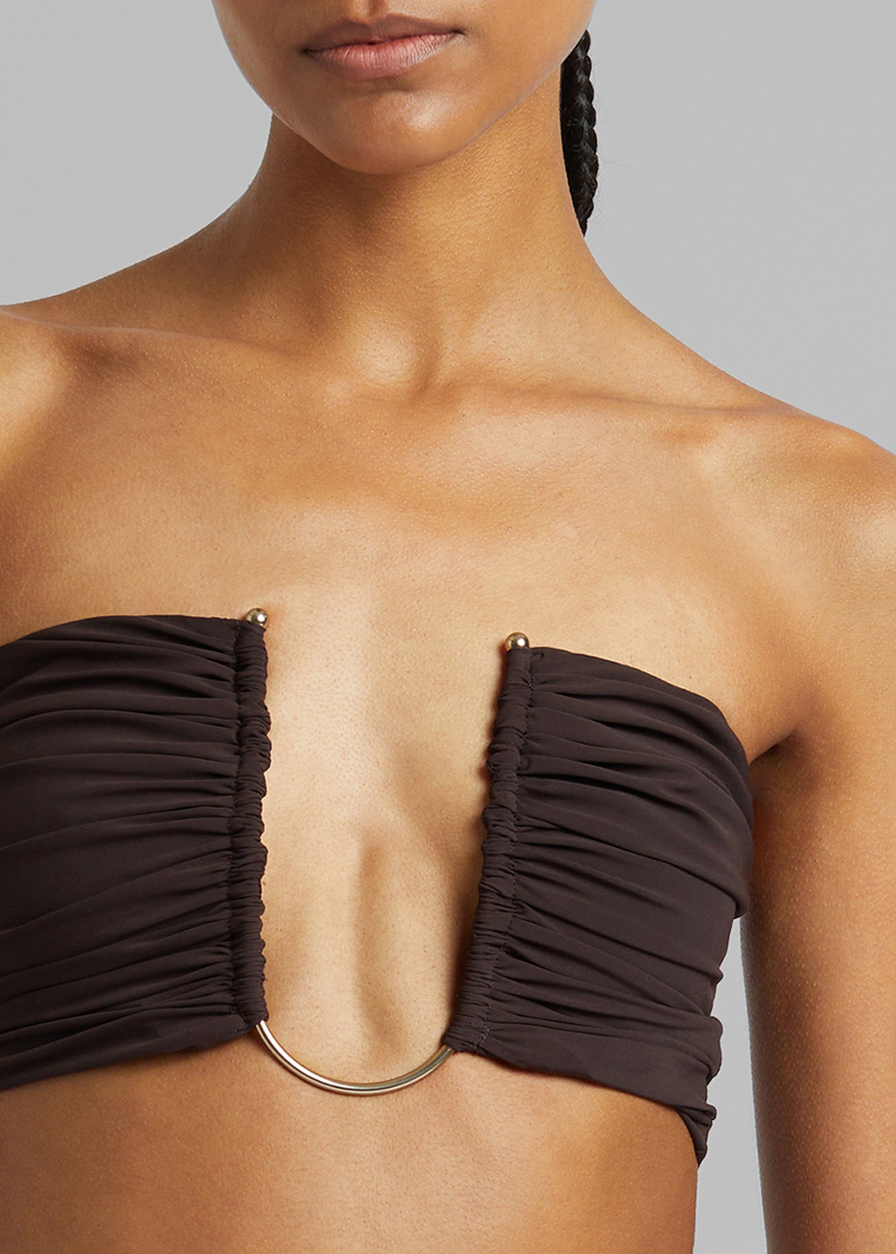 Christopher Esber Arced Ruched Swim Top - Cacao sold by Frankie Shop