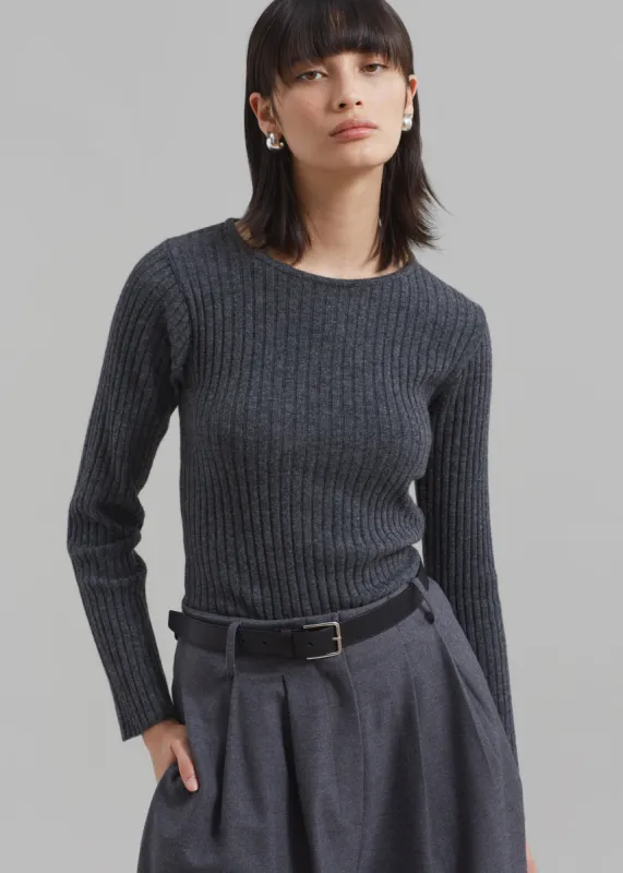 Cora Ribbed Sweater - Charcoal sold by Frankie Shop