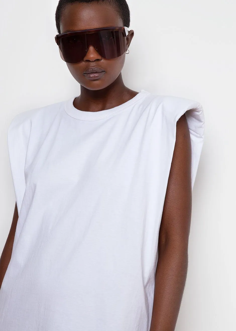 Tina Padded Shoulder Muscle Dress- White sold by Frankie Shop product image thumbnail 5