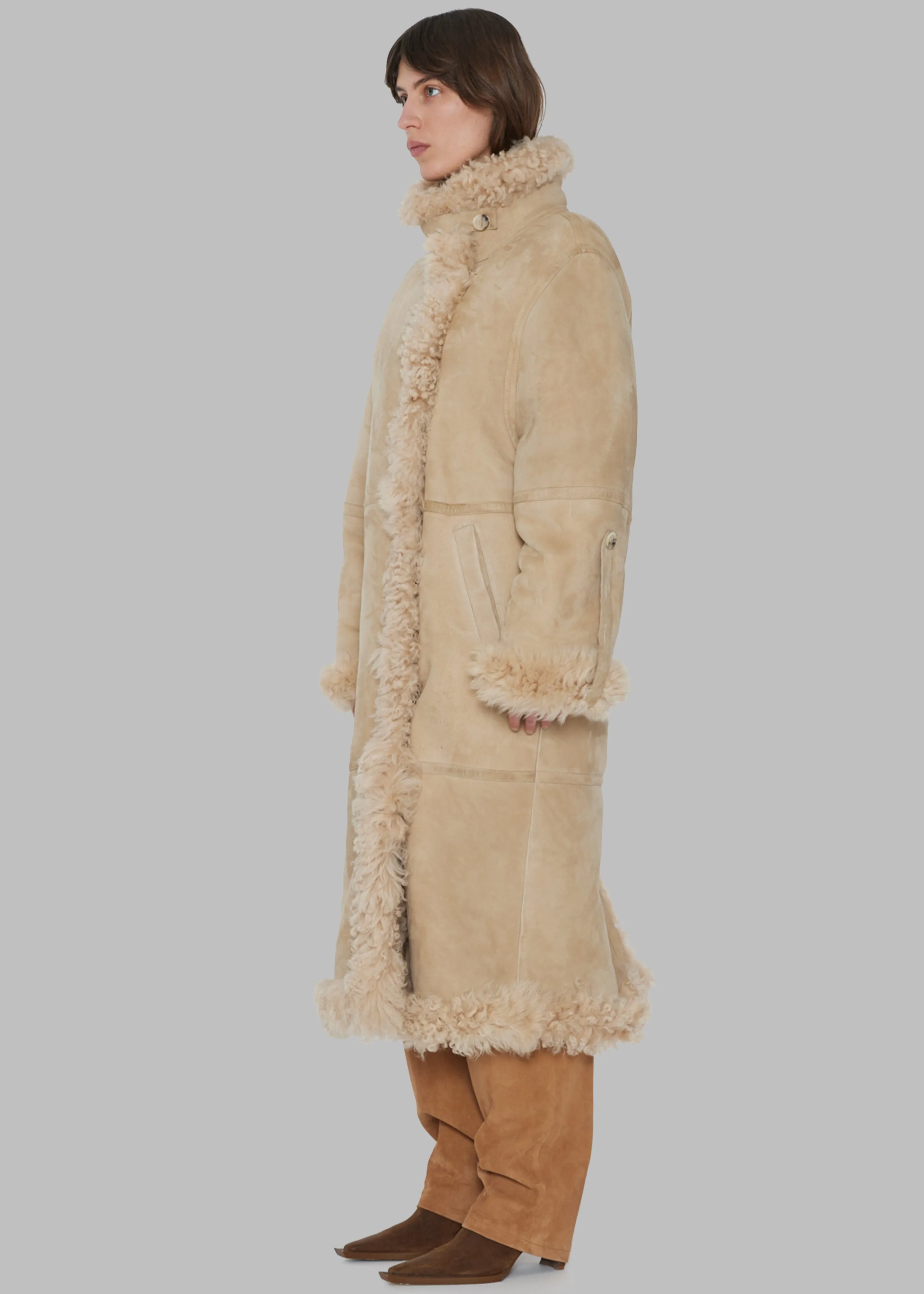 REMAIN Long Hair Shearling Coat - Pebble sold by Frankie Shop product image thumbnail 4