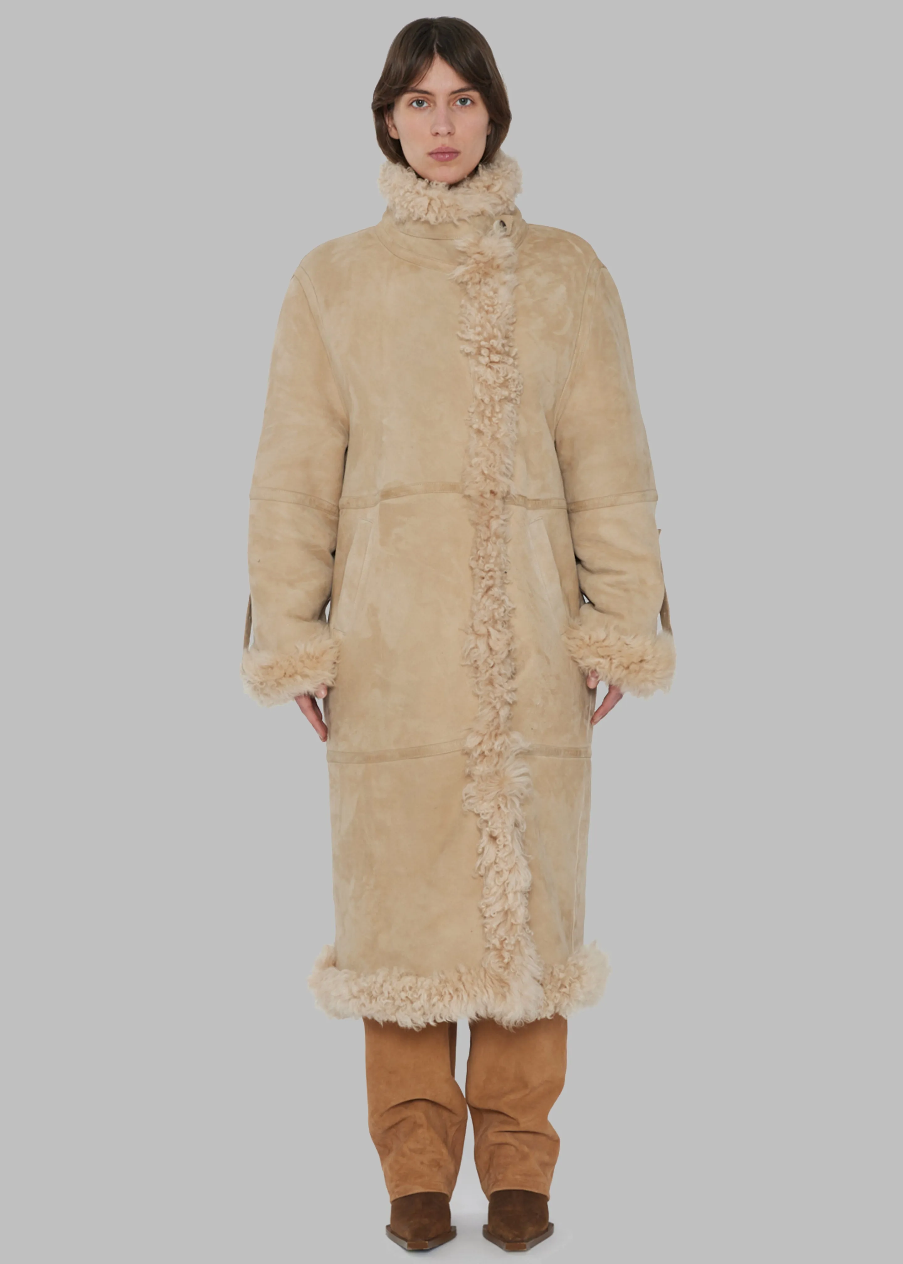 REMAIN Long Hair Shearling Coat - Pebble sold by Frankie Shop product image thumbnail 2