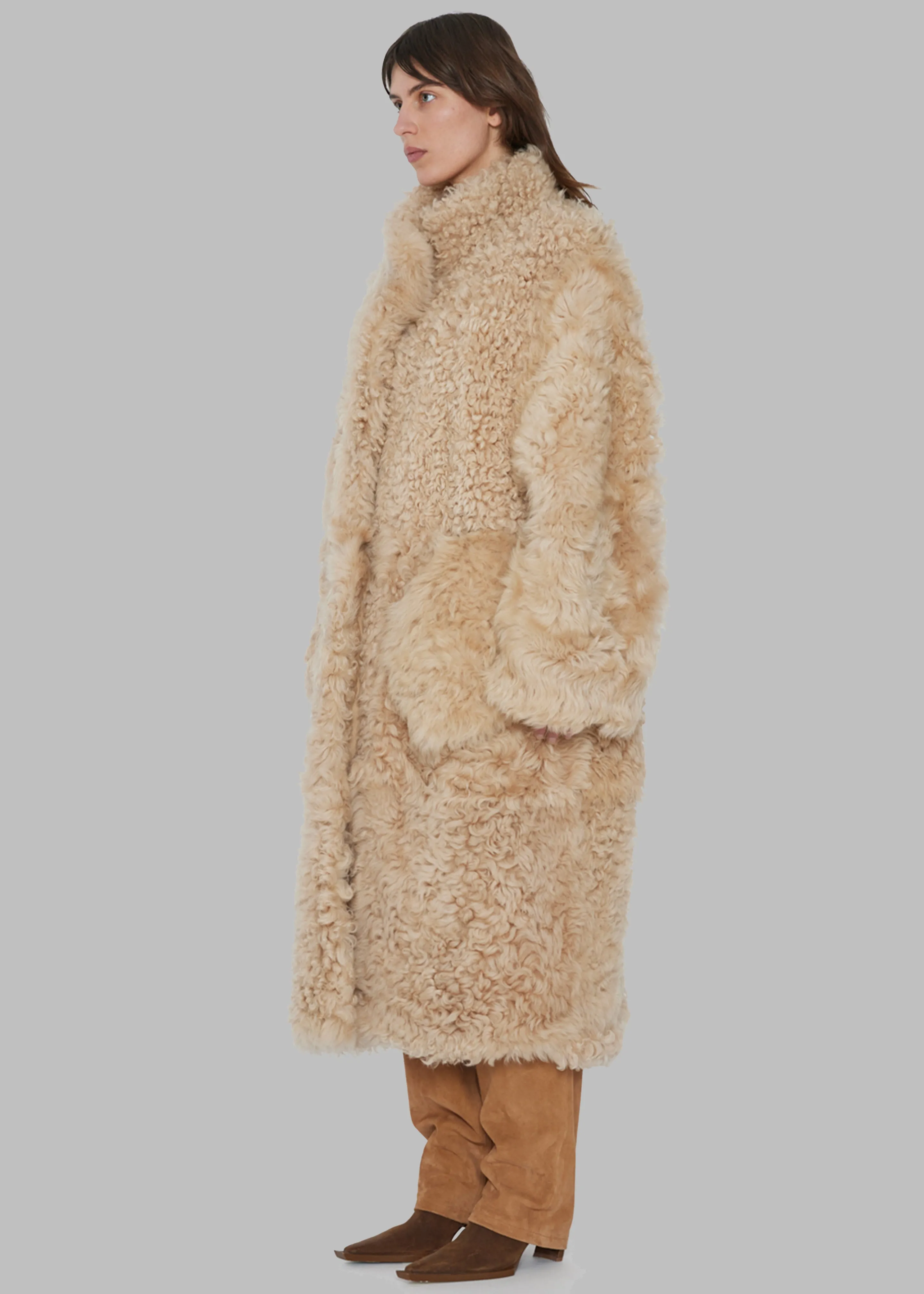 REMAIN Long Hair Shearling Coat - Pebble sold by Frankie Shop product image thumbnail 3