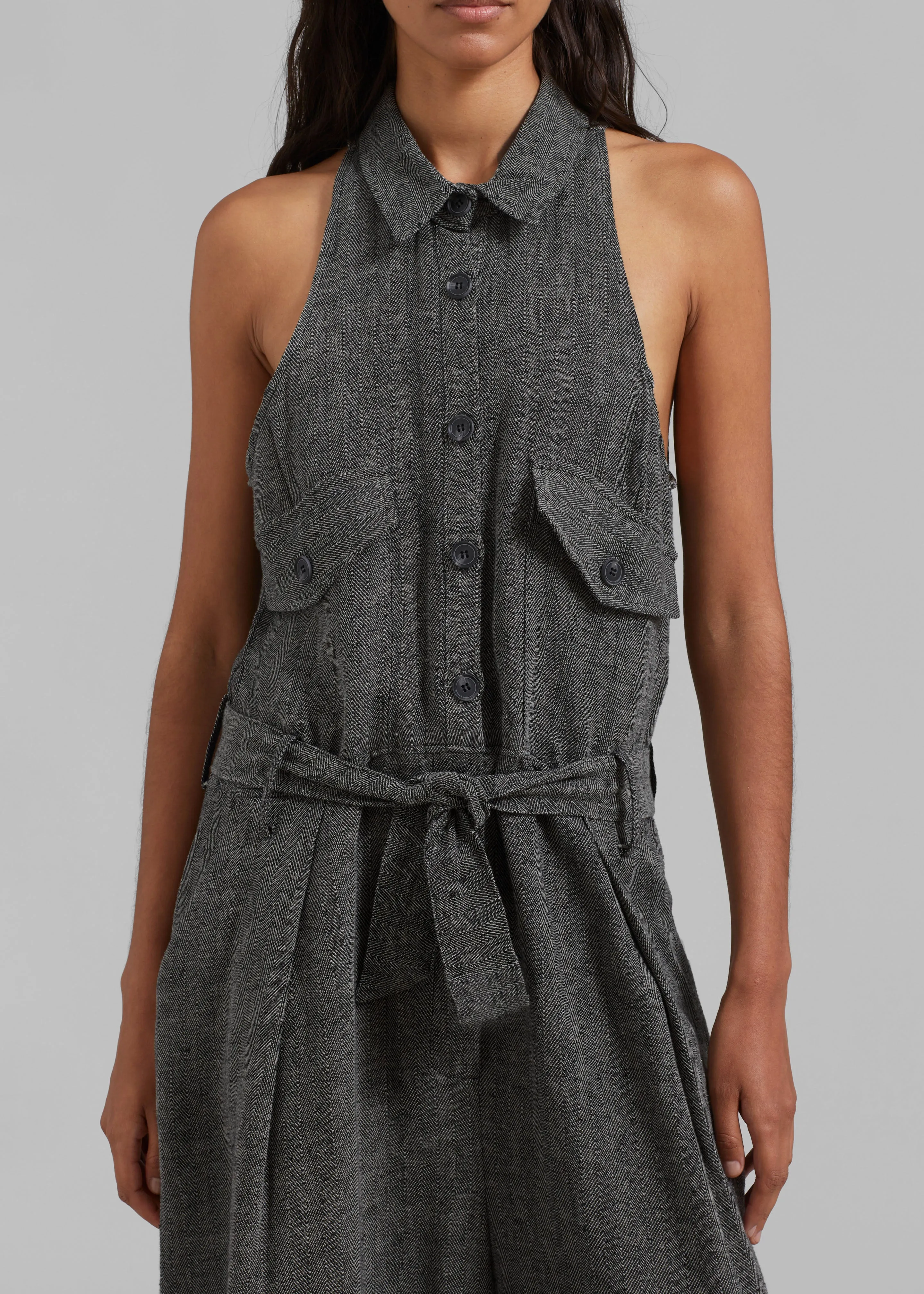 Clayton Halter Jumpsuit - Black Melange sold by Frankie Shop product image thumbnail 3