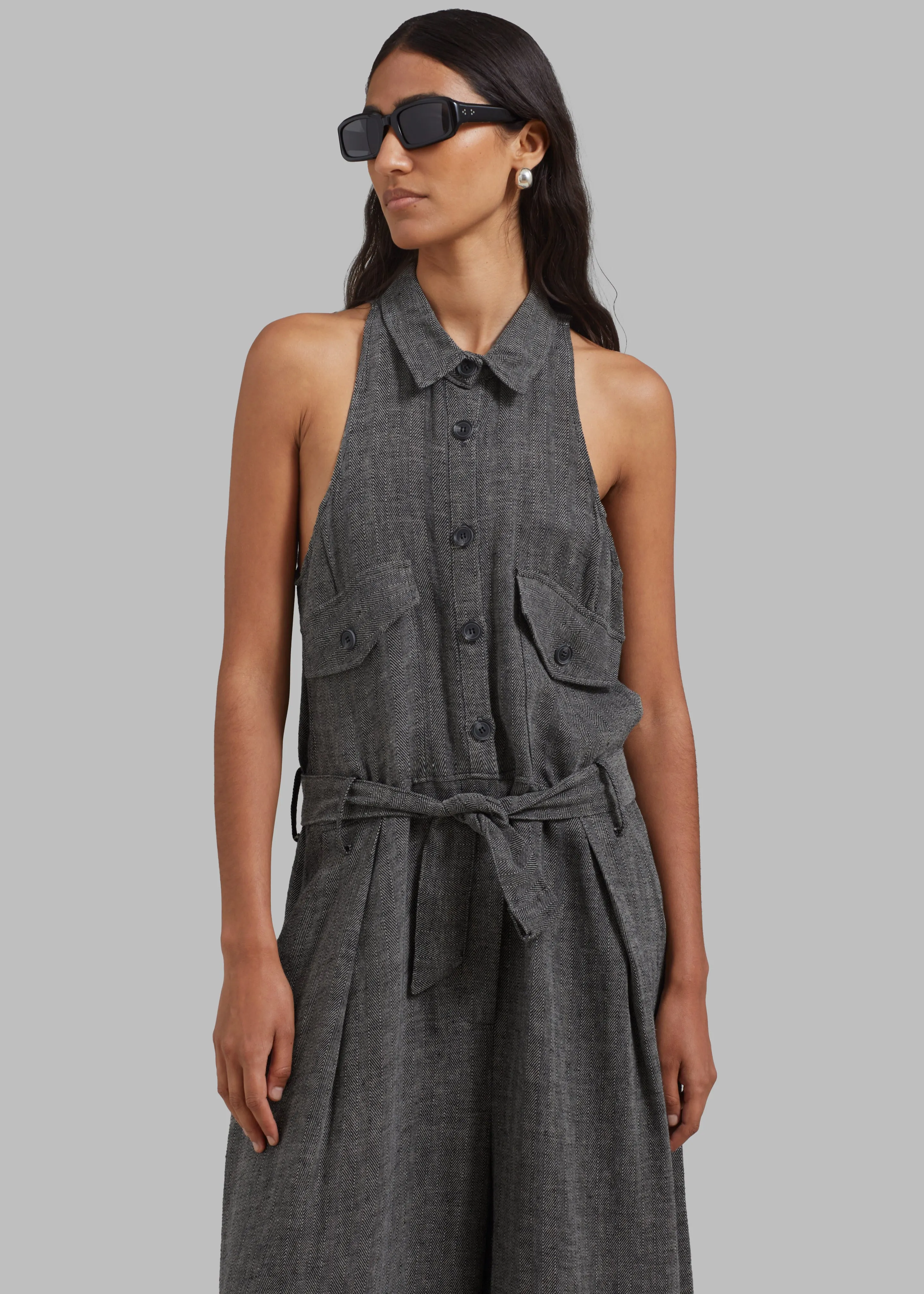 Clayton Halter Jumpsuit - Black Melange sold by Frankie Shop product image thumbnail 2