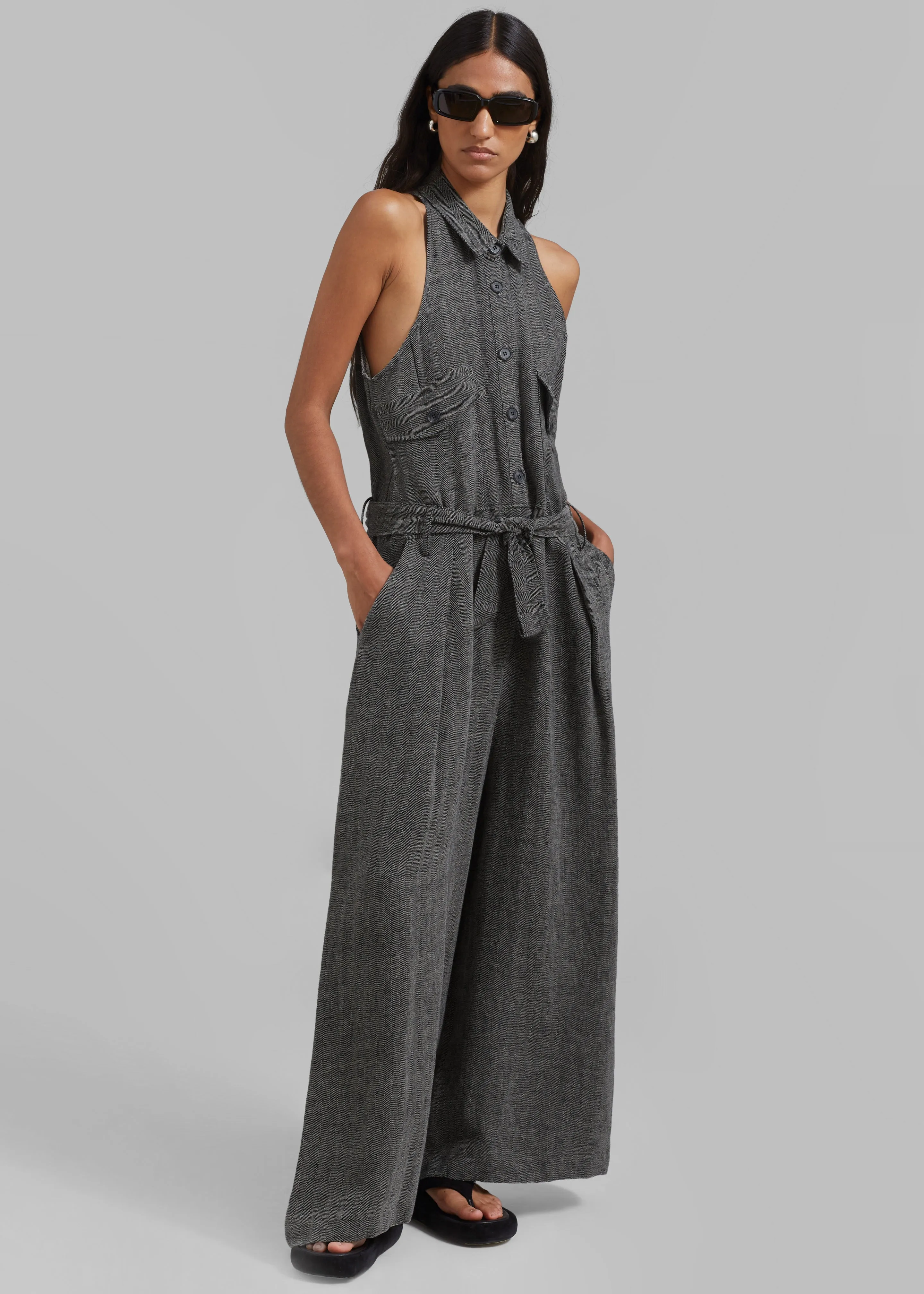 Clayton Halter Jumpsuit - Black Melange sold by Frankie Shop product image thumbnail 5