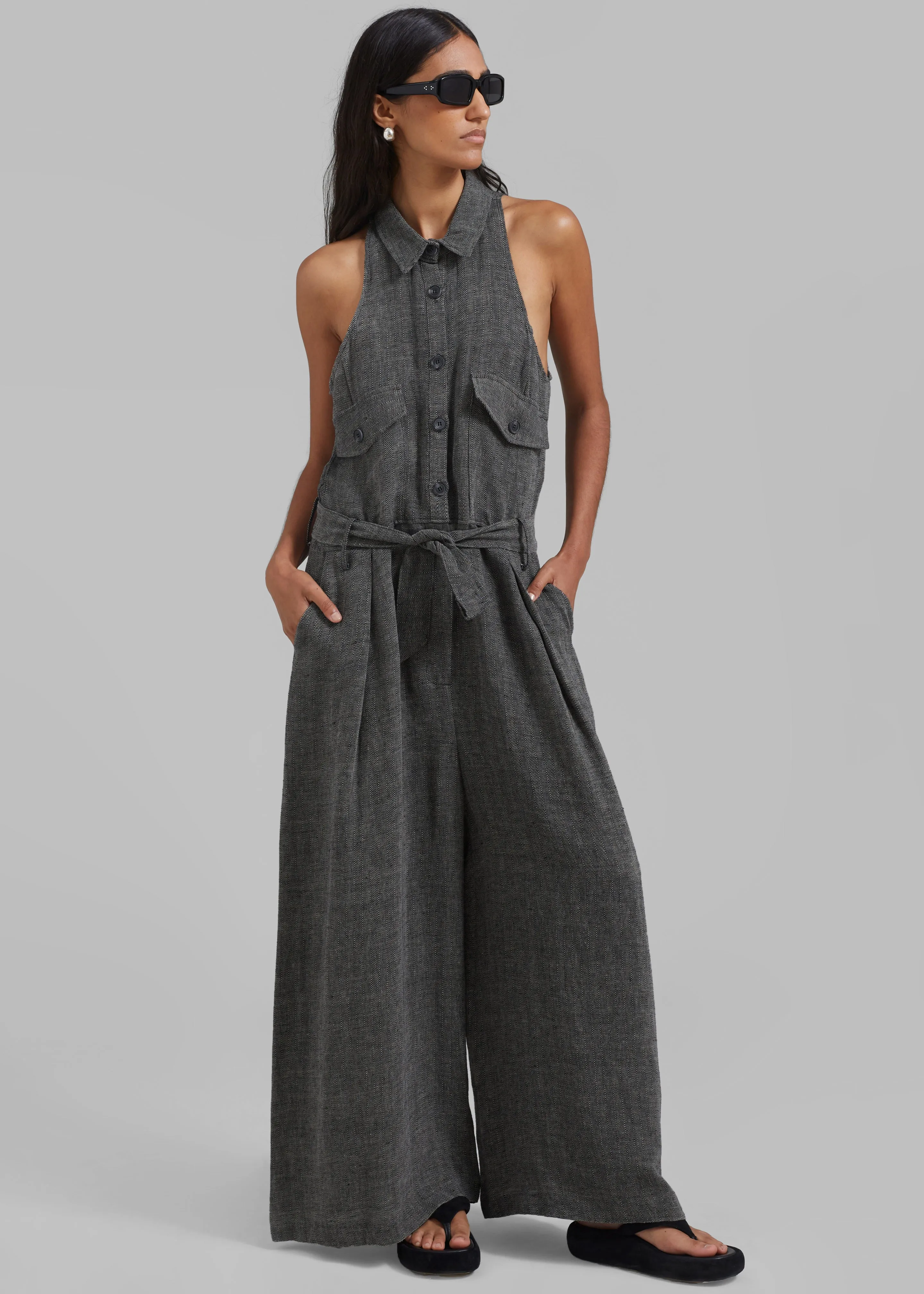 Clayton Halter Jumpsuit - Black Melange sold by Frankie Shop product image thumbnail 4