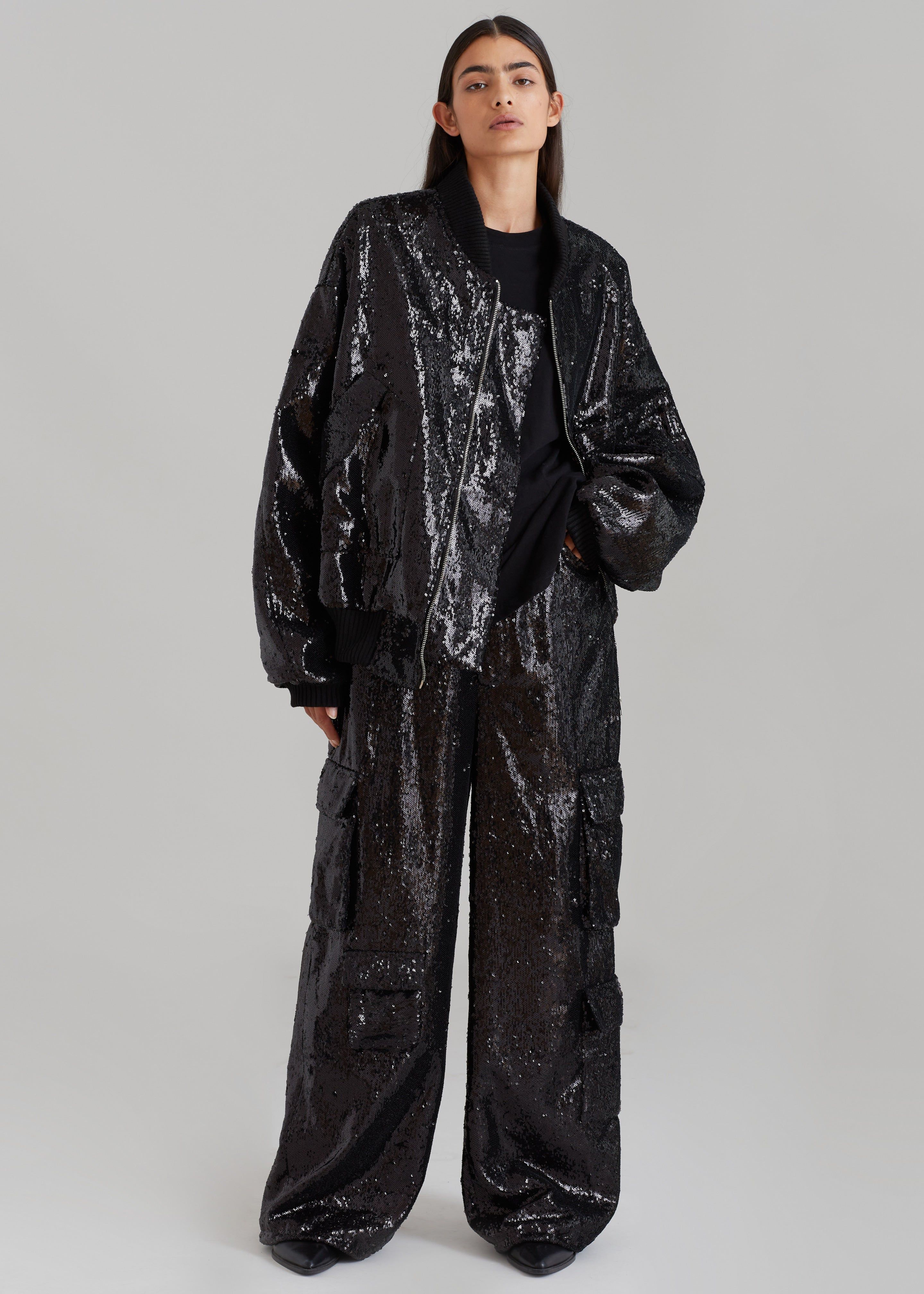 Bonnie Bomber - Black Sequins sold by Frankie Shop