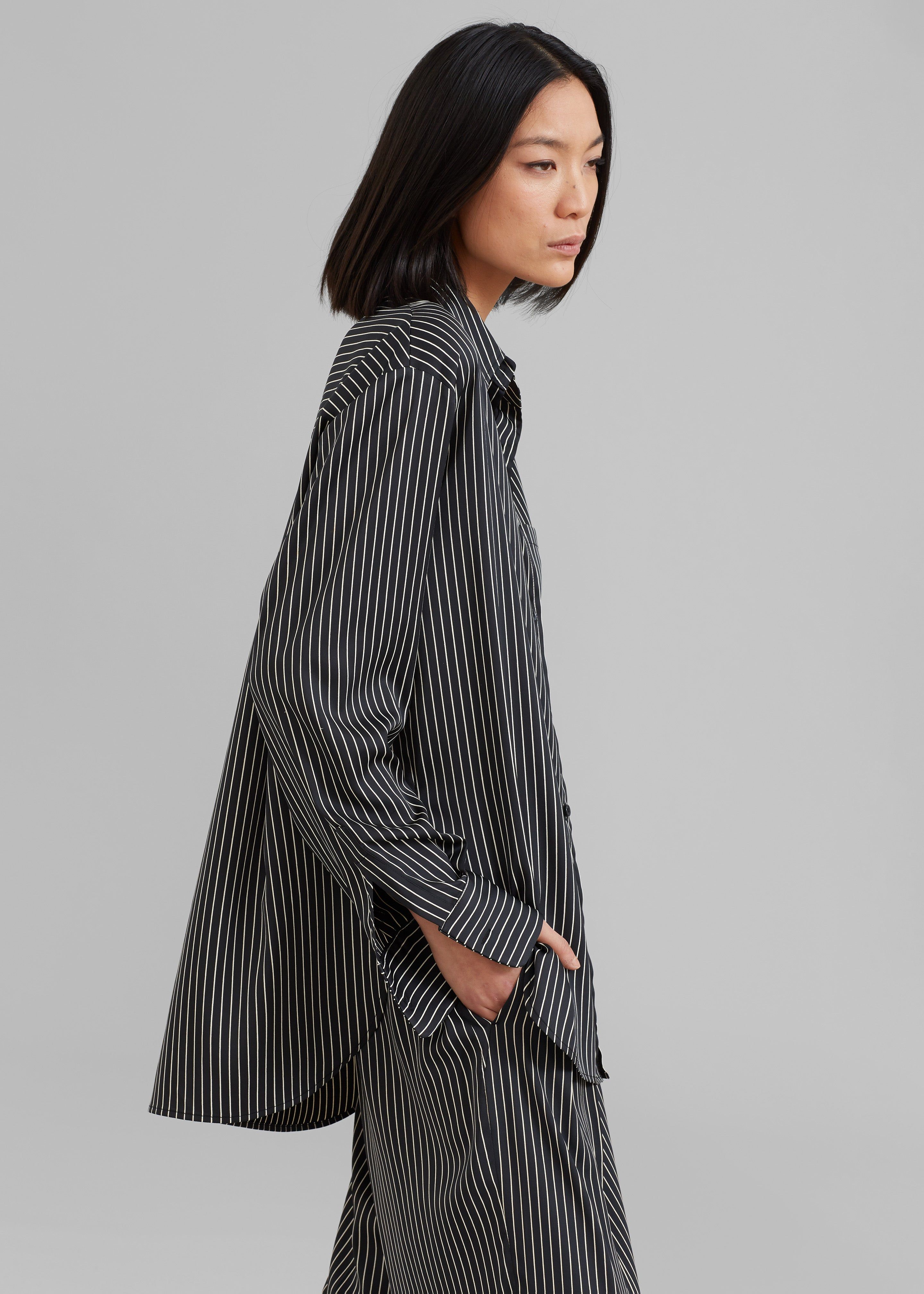 Lui Black Satin Shirt - White Stripe sold by Frankie Shop product image thumbnail 6