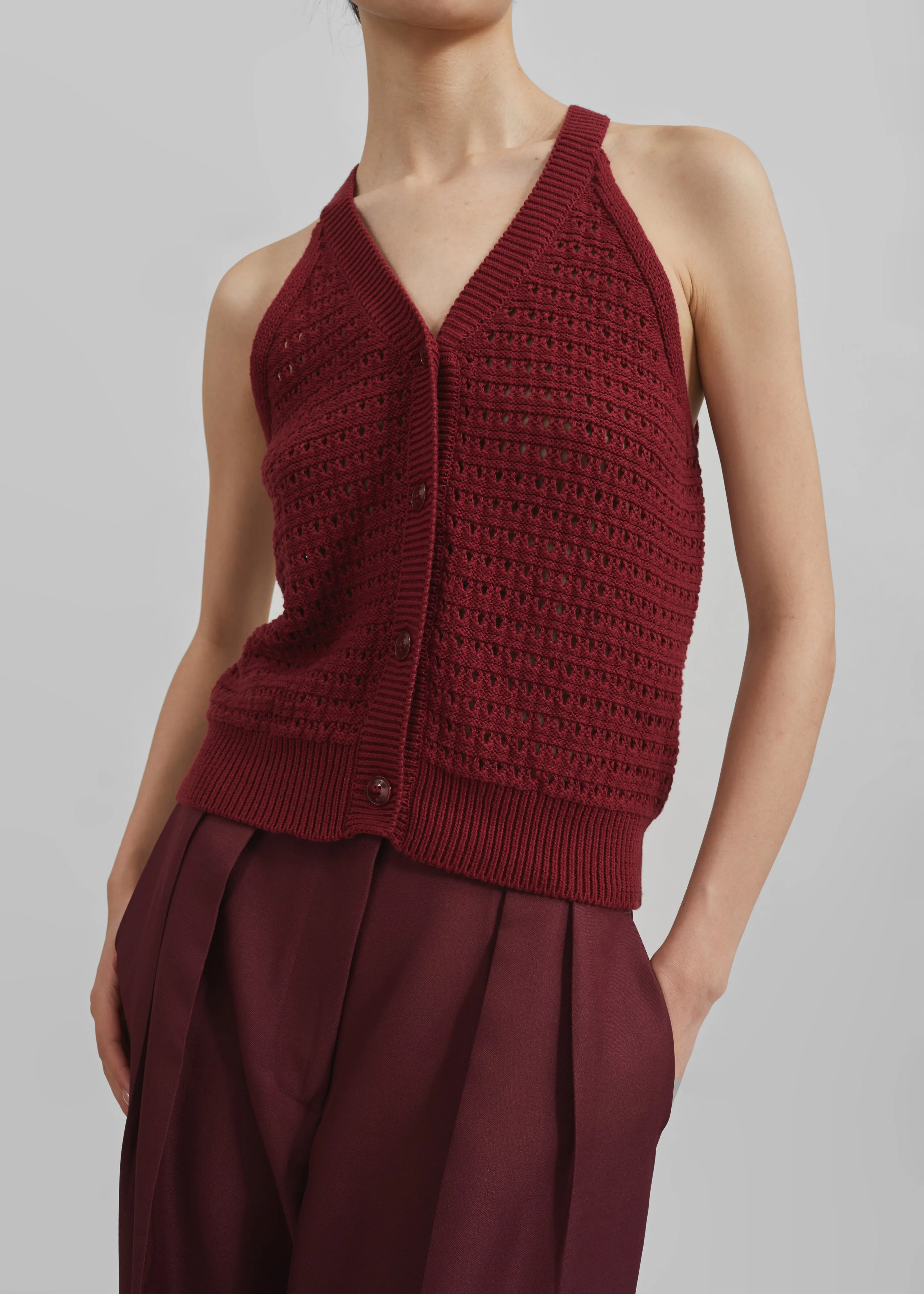 Leonie Knitted Halter Top - Burgundy sold by Frankie Shop product image thumbnail 3