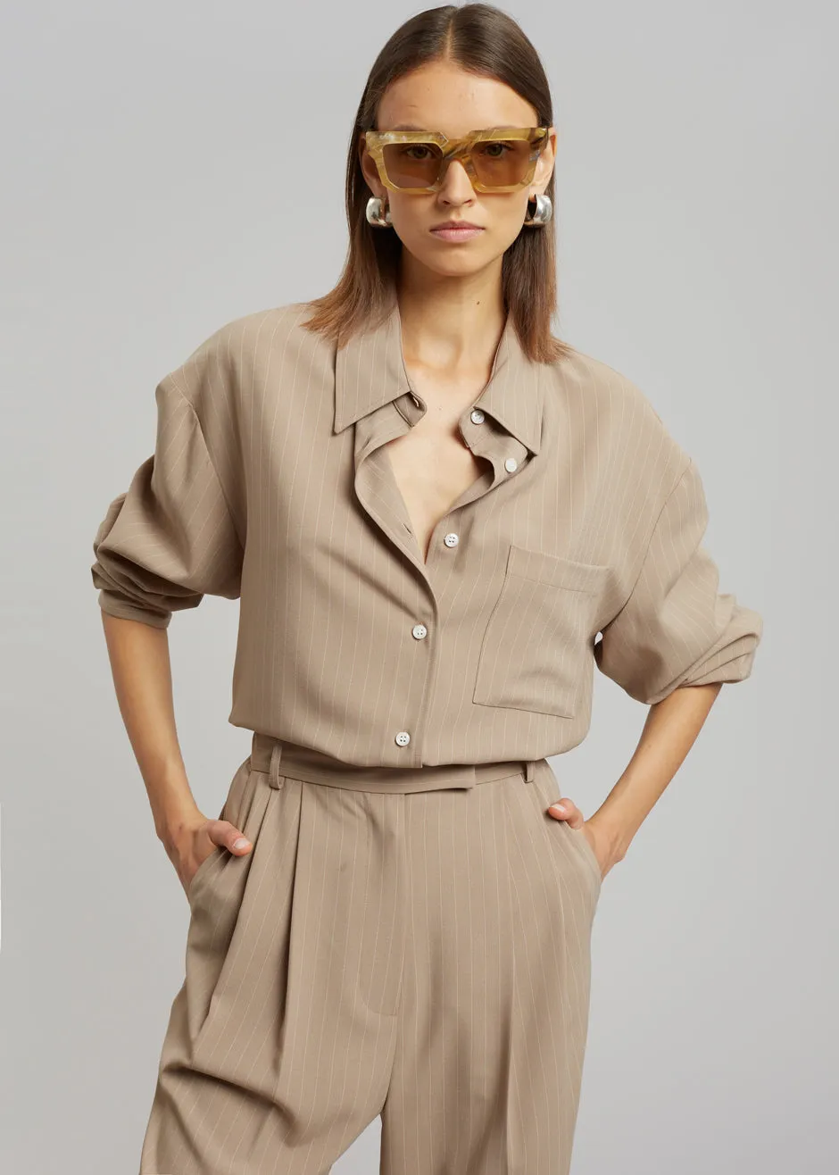 Bea Fluid Pinstripe Suit Pants - Camel sold by Frankie Shop product image thumbnail 4