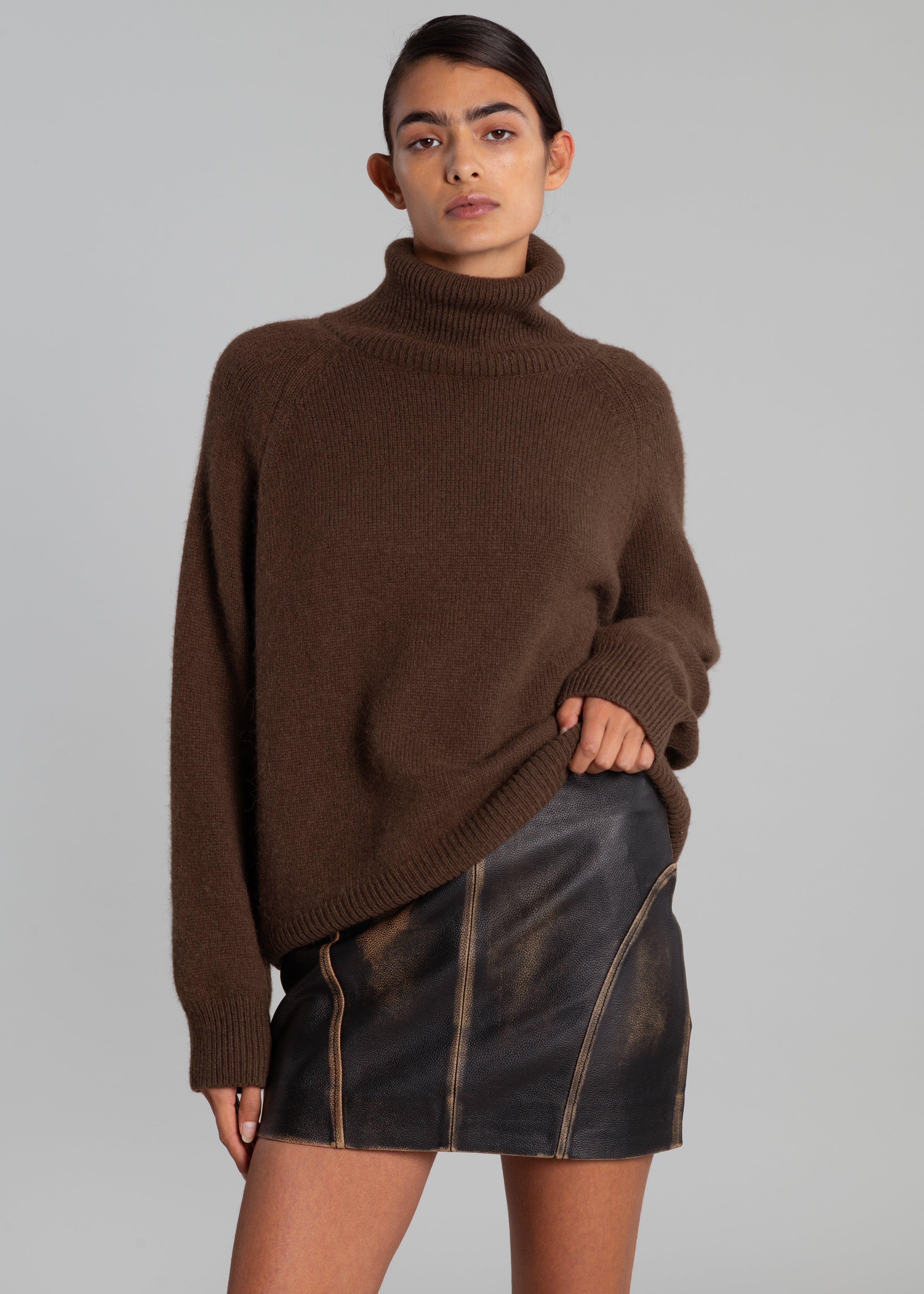 REMAIN Washed Leather Mini Skirt - Demitasse sold by Frankie Shop product image thumbnail 5