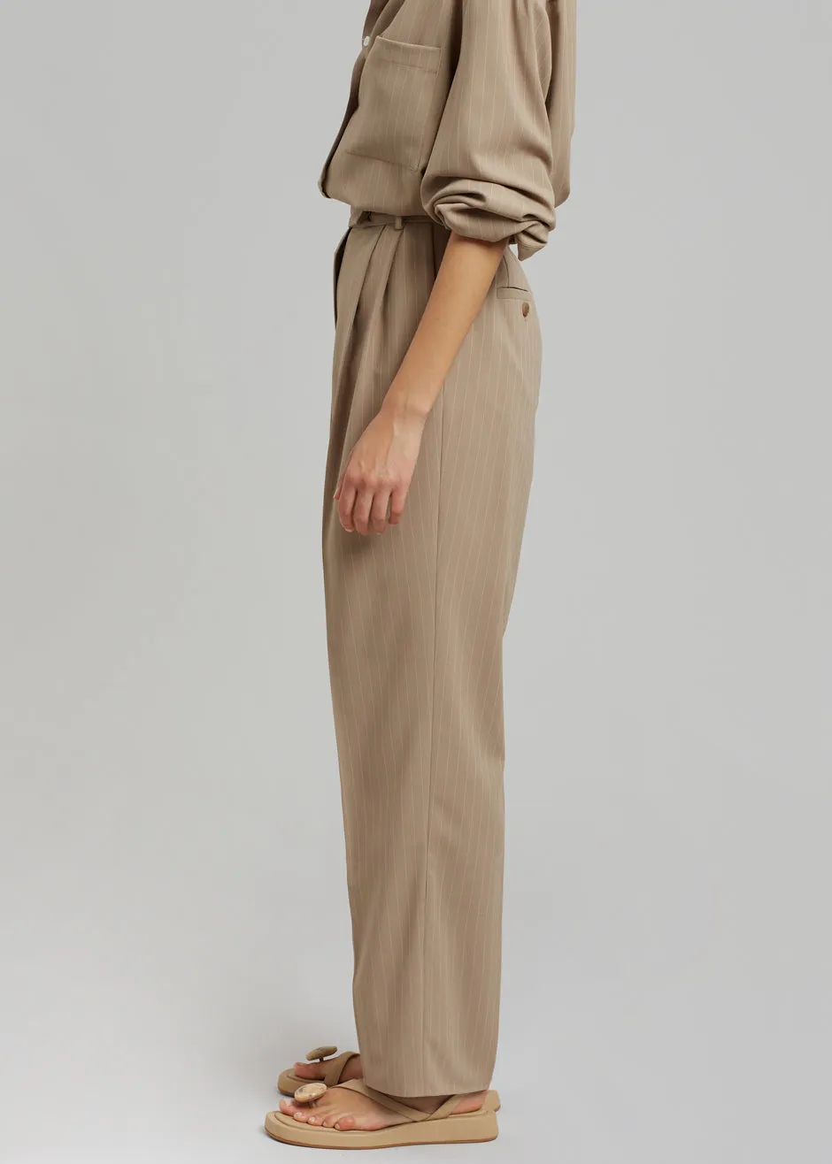 Bea Fluid Pinstripe Suit Pants - Camel sold by Frankie Shop product image thumbnail 5