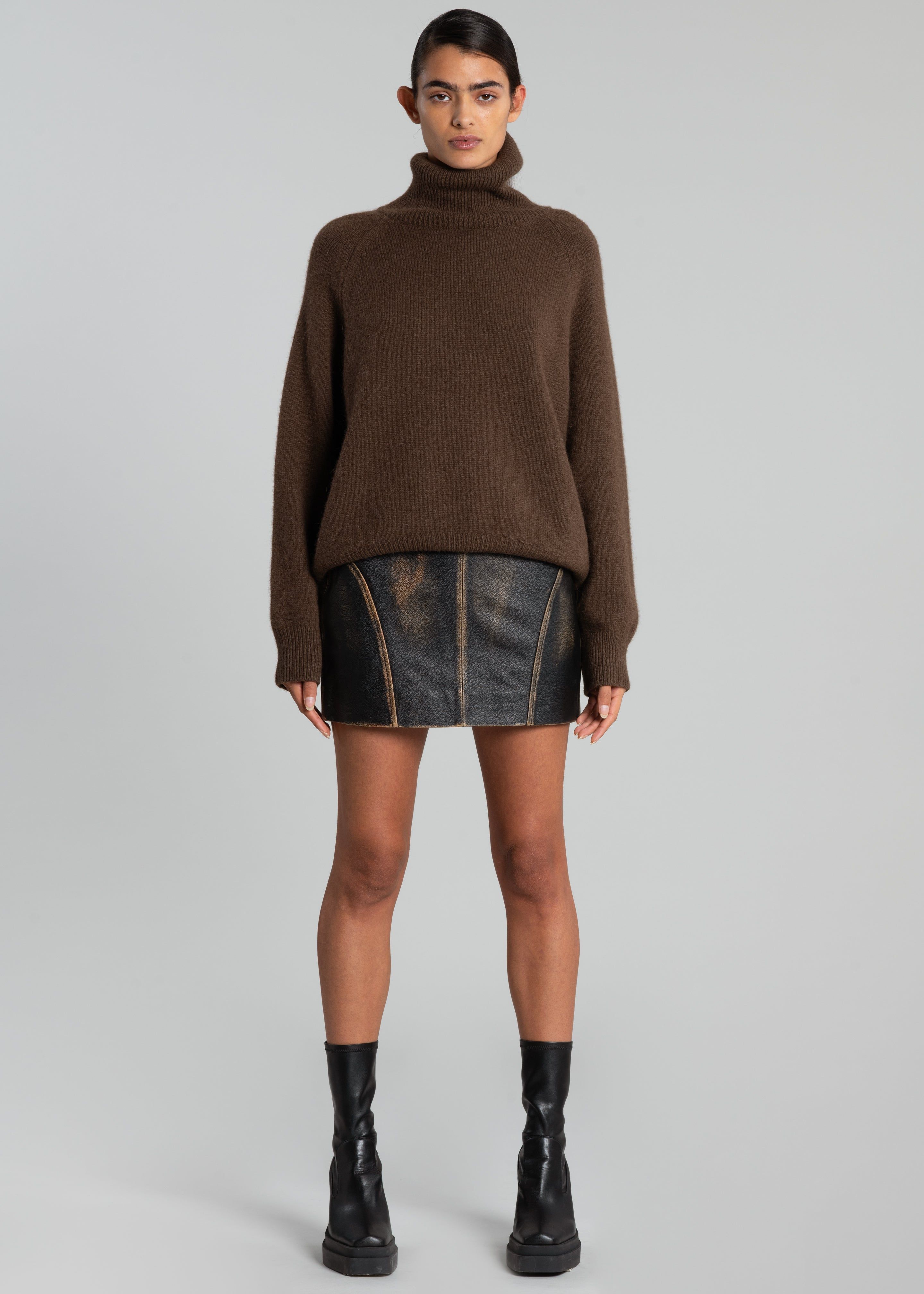 REMAIN Washed Leather Mini Skirt - Demitasse sold by Frankie Shop product image thumbnail 4