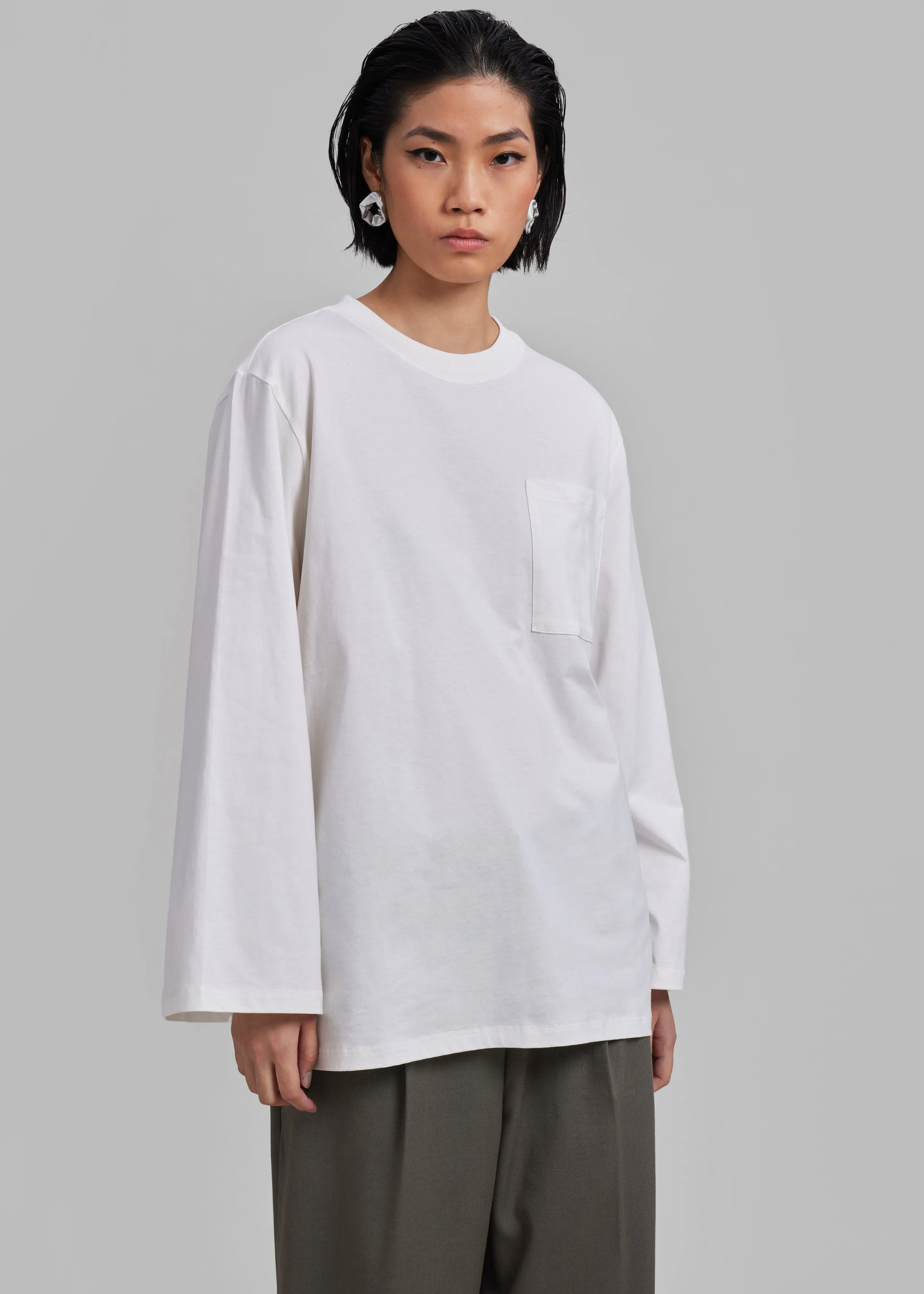 By Malene Birger Fayeh Oversized Long Sleeve Shirt - Soft White sold by Frankie Shop