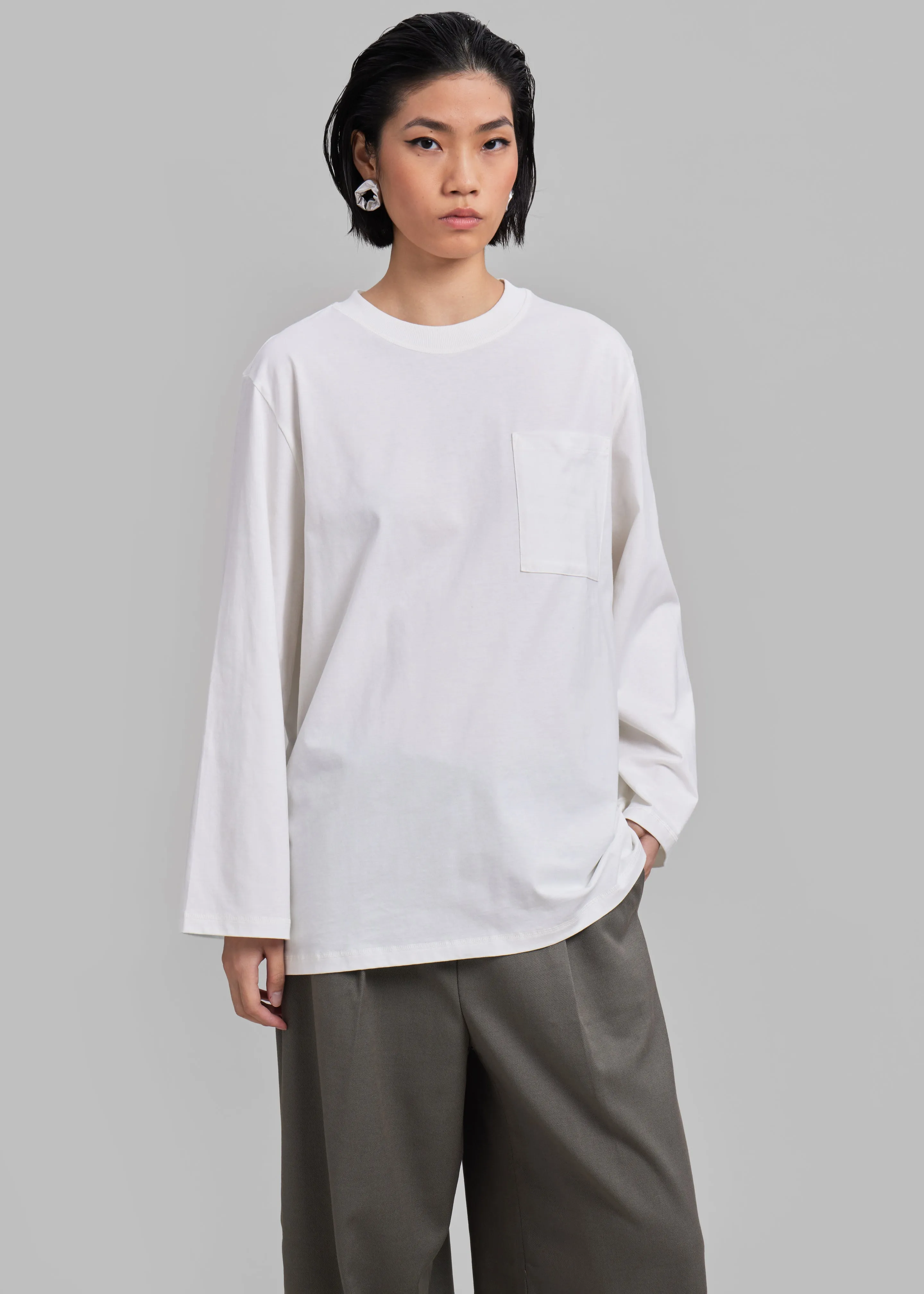 By Malene Birger Fayeh Oversized Long Sleeve Shirt - Soft White sold by Frankie Shop product image thumbnail 4