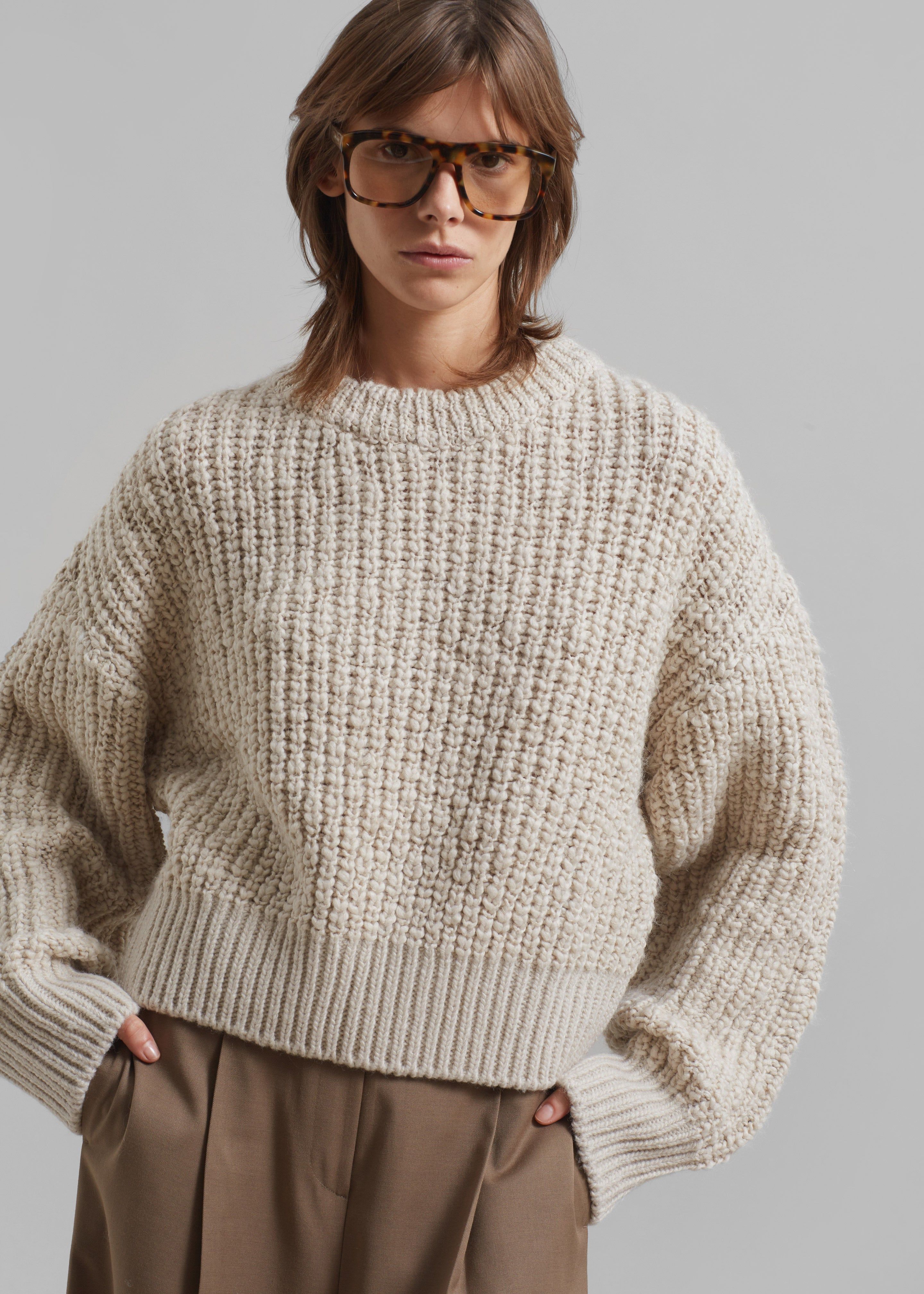 Amomento Round Neck Pullover - Beige sold by Frankie Shop product image thumbnail 5