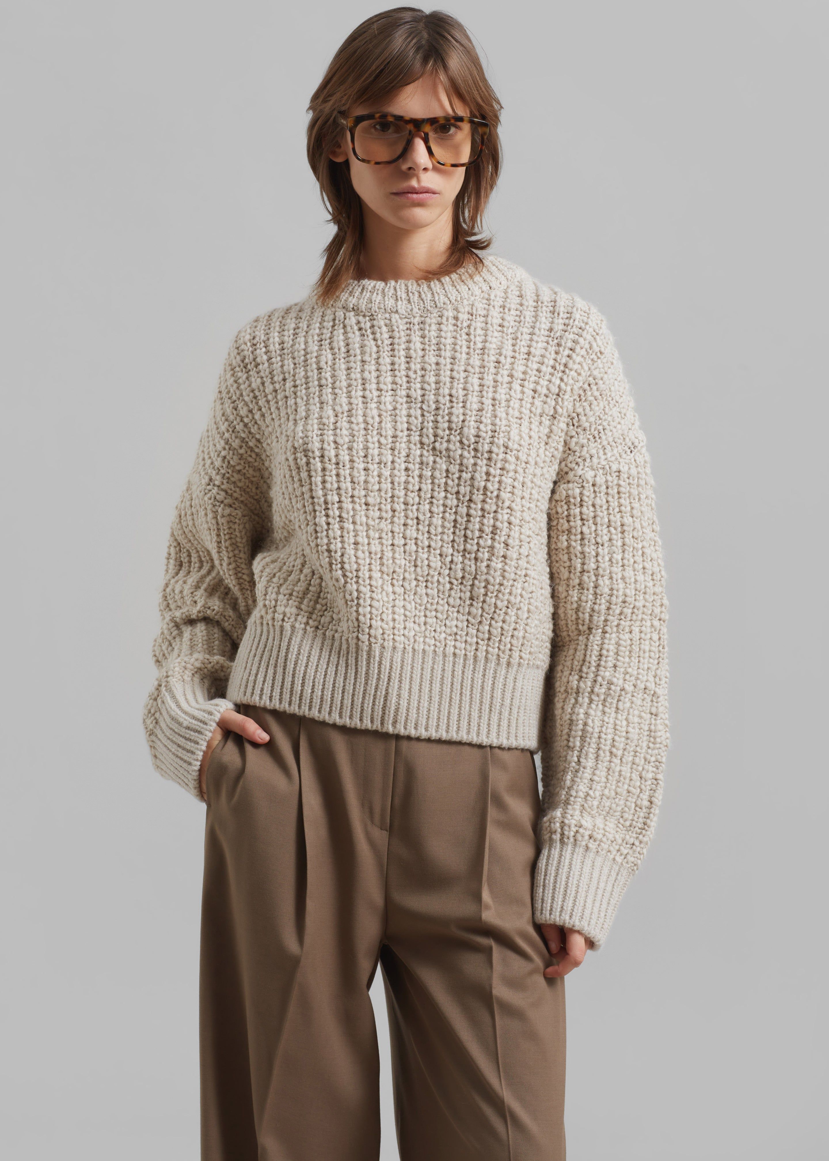 Amomento Round Neck Pullover - Beige sold by Frankie Shop product image thumbnail 3