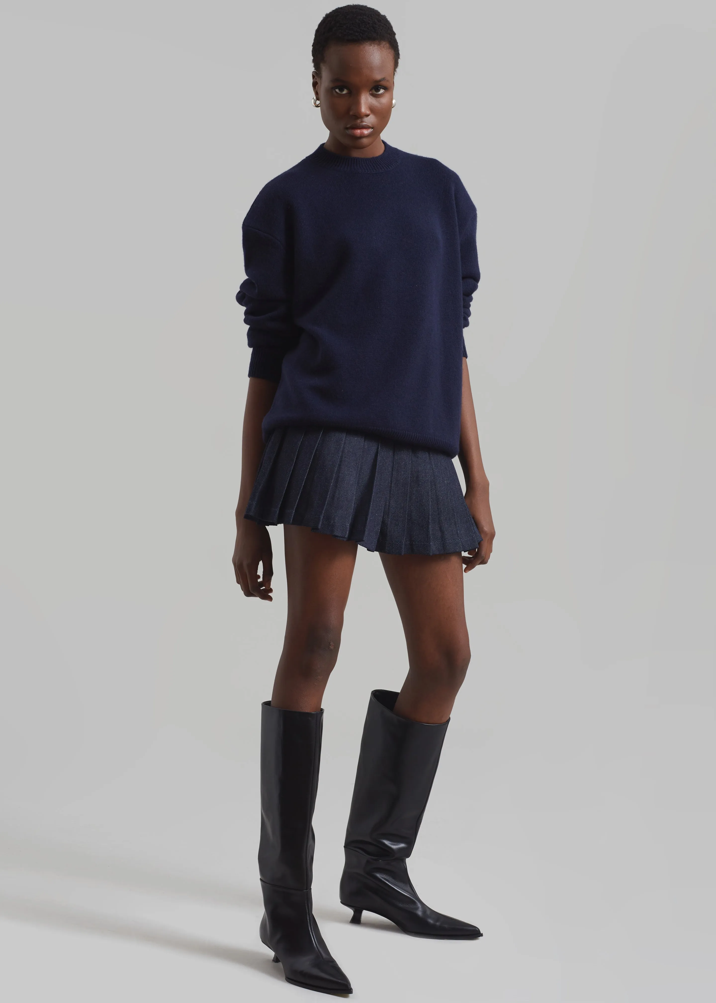 Blake Pleated Denim Mini Skirt - Raw Wash sold by Frankie Shop product image thumbnail 3