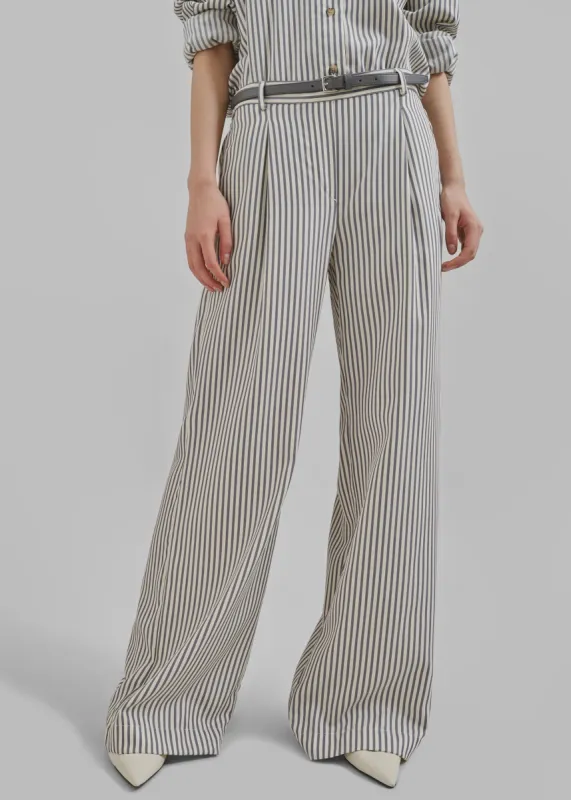 The Garment Vence Pants - Cream/Grey Stripe sold by Frankie Shop
