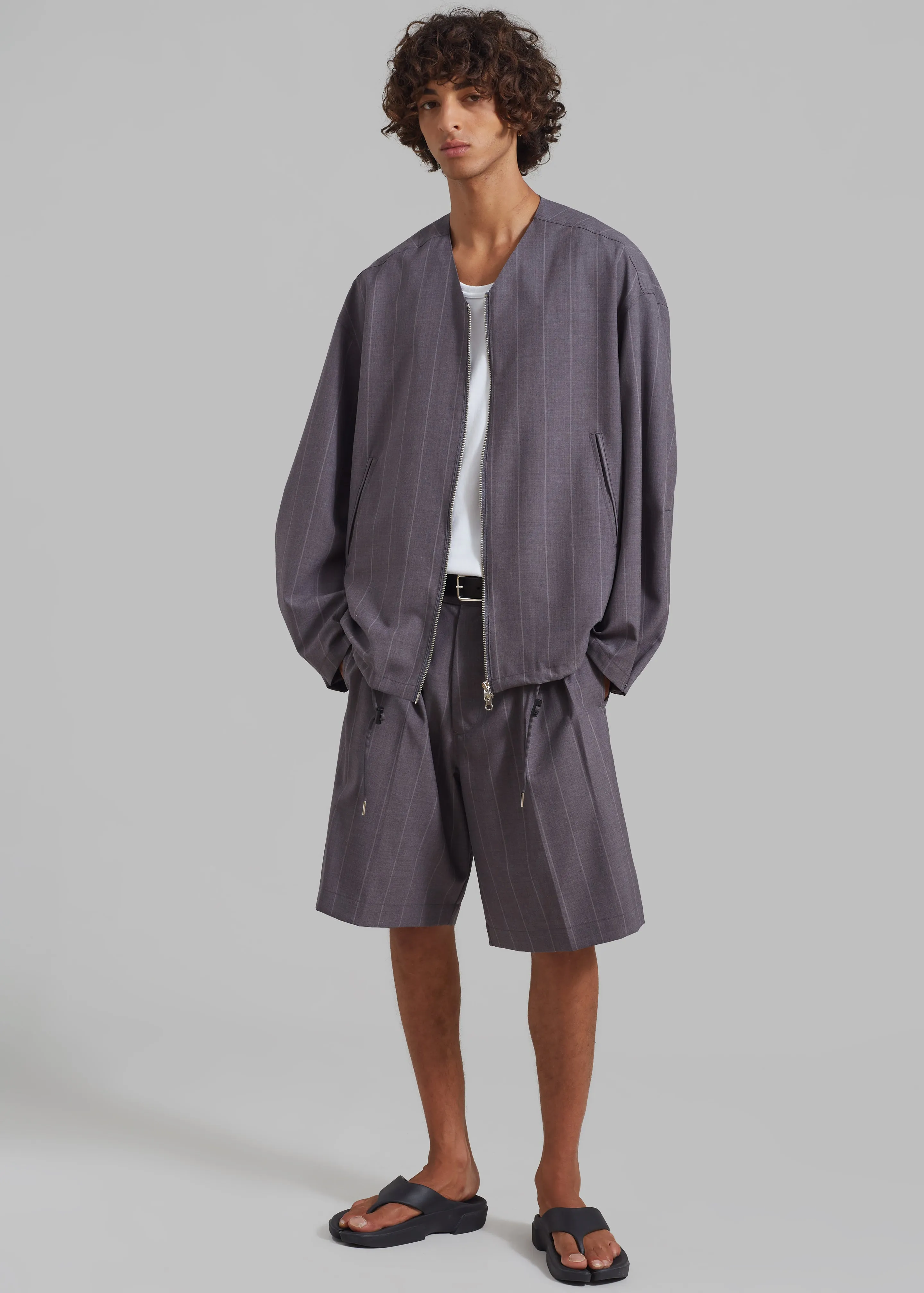 Dash Pleated Bermuda Shorts - Grey Stripe sold by Frankie Shop product image thumbnail 4