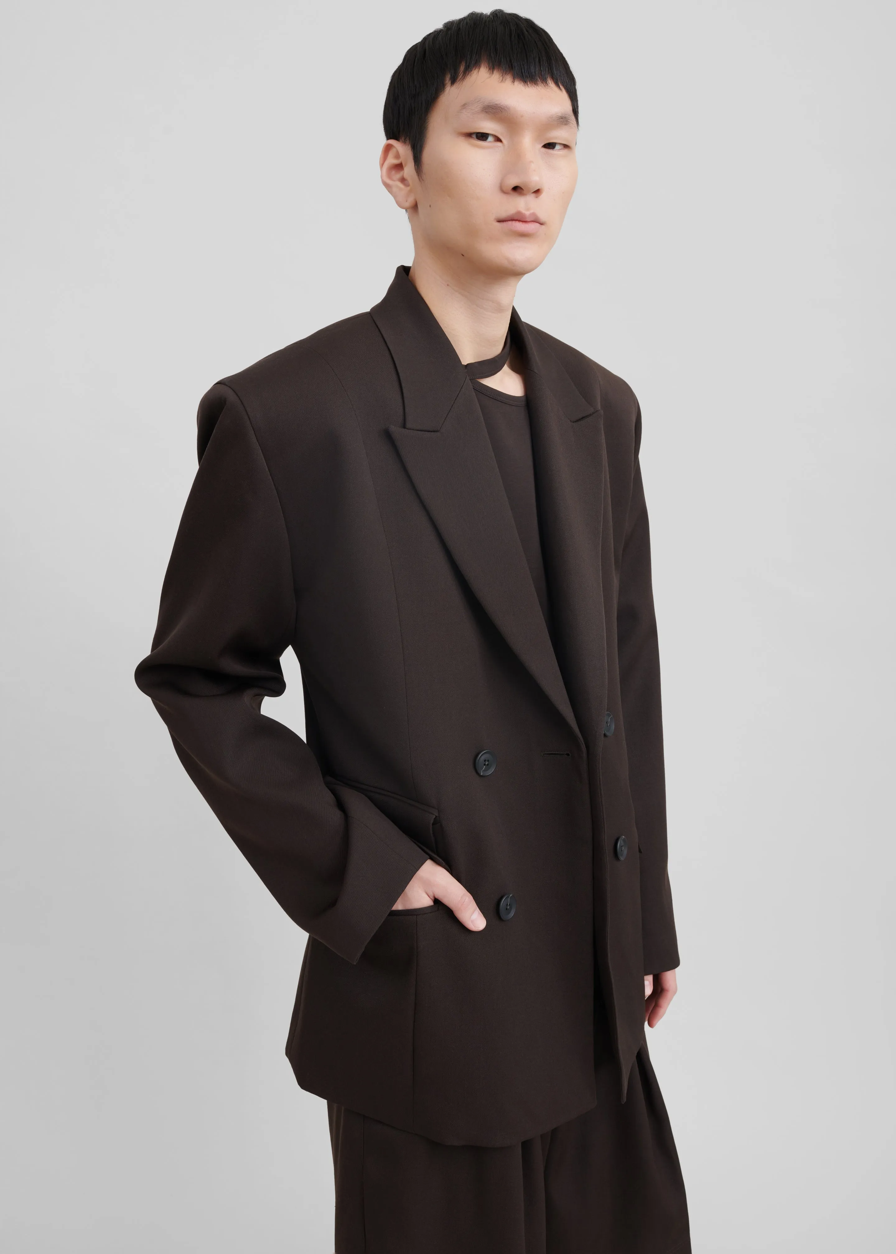 Louis Gabriel Nouchi Double Breasted Jacket - Expresso sold by Frankie Shop