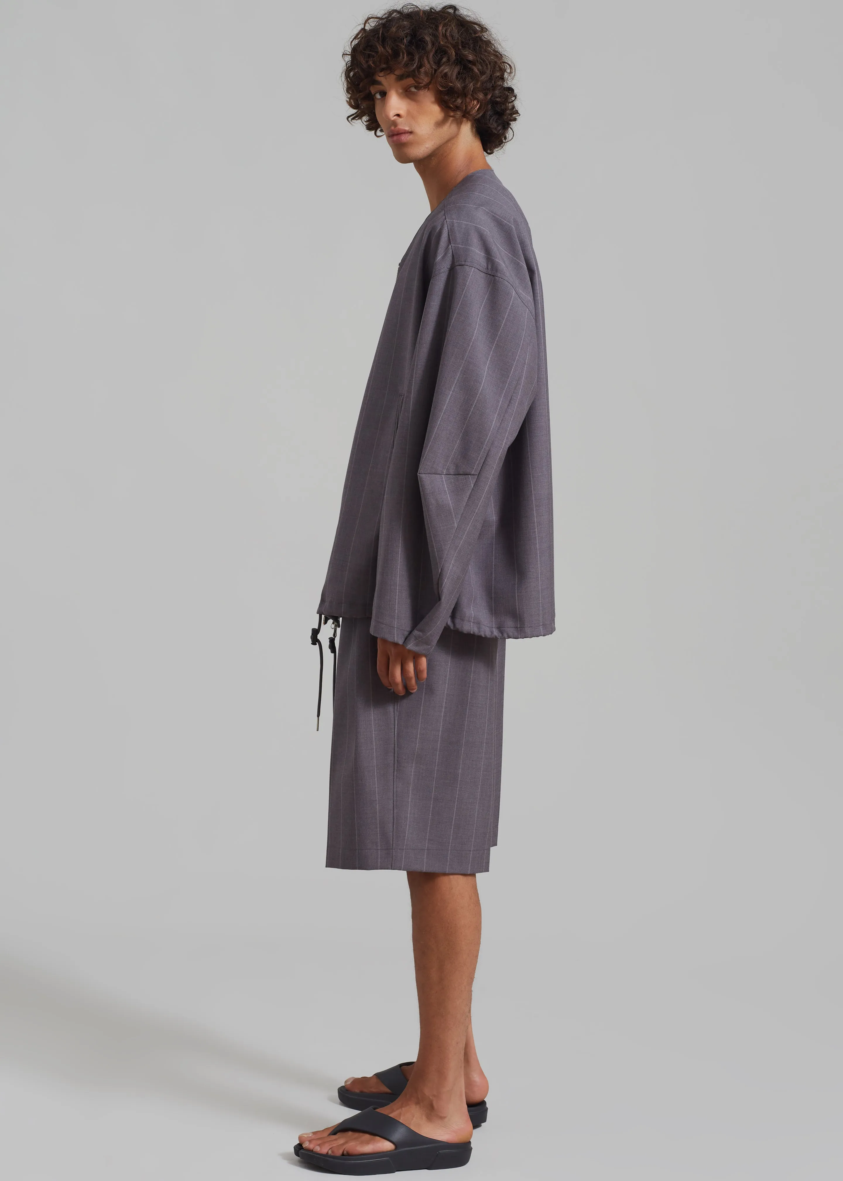 Dash Pleated Bermuda Shorts - Grey Stripe sold by Frankie Shop product image thumbnail 5