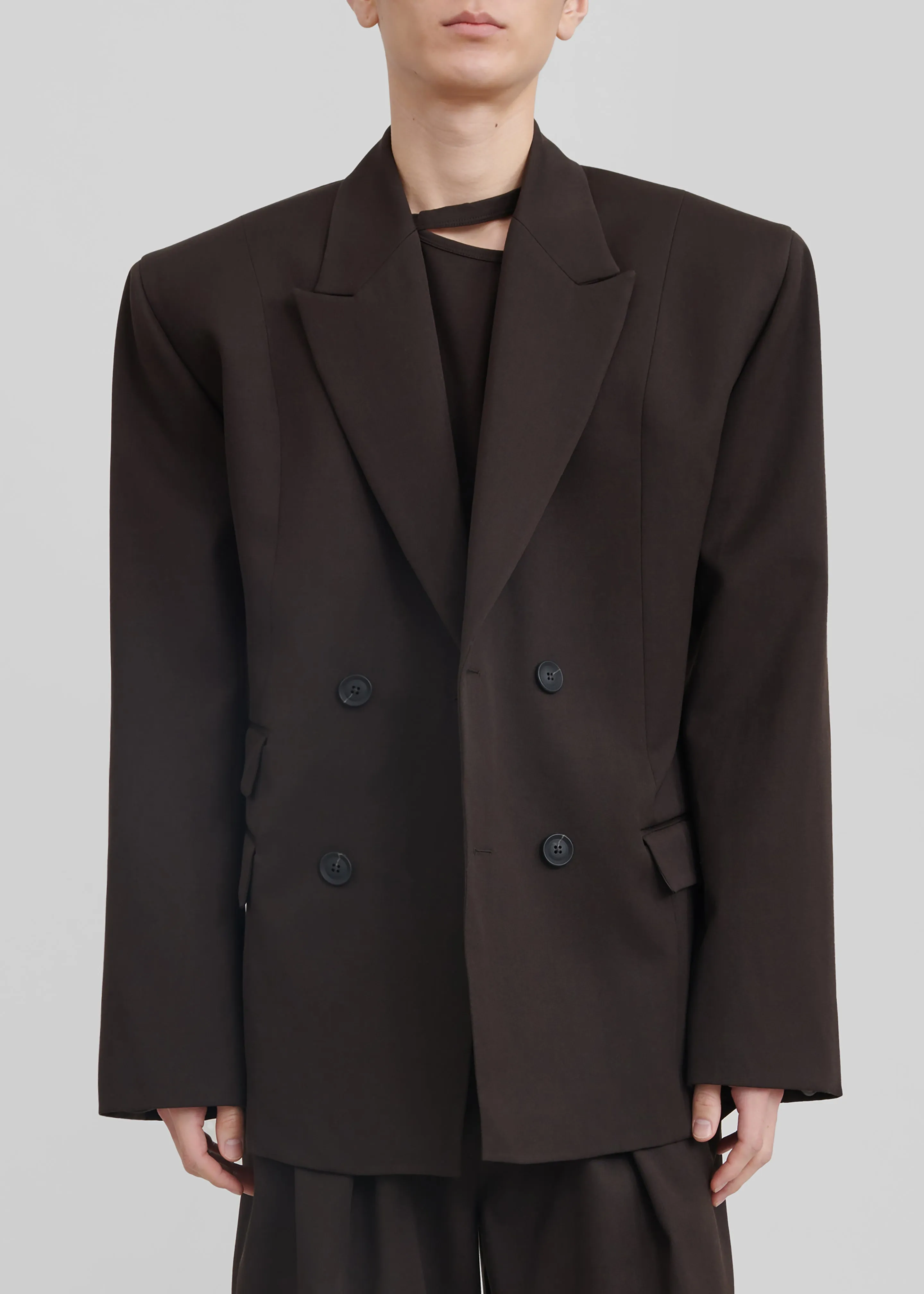 Louis Gabriel Nouchi Double Breasted Jacket - Expresso sold by Frankie Shop product image thumbnail 3