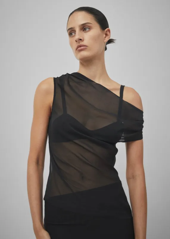 Beare Park Silk Georgette Off The Shoulder Top - Black sold by Frankie Shop