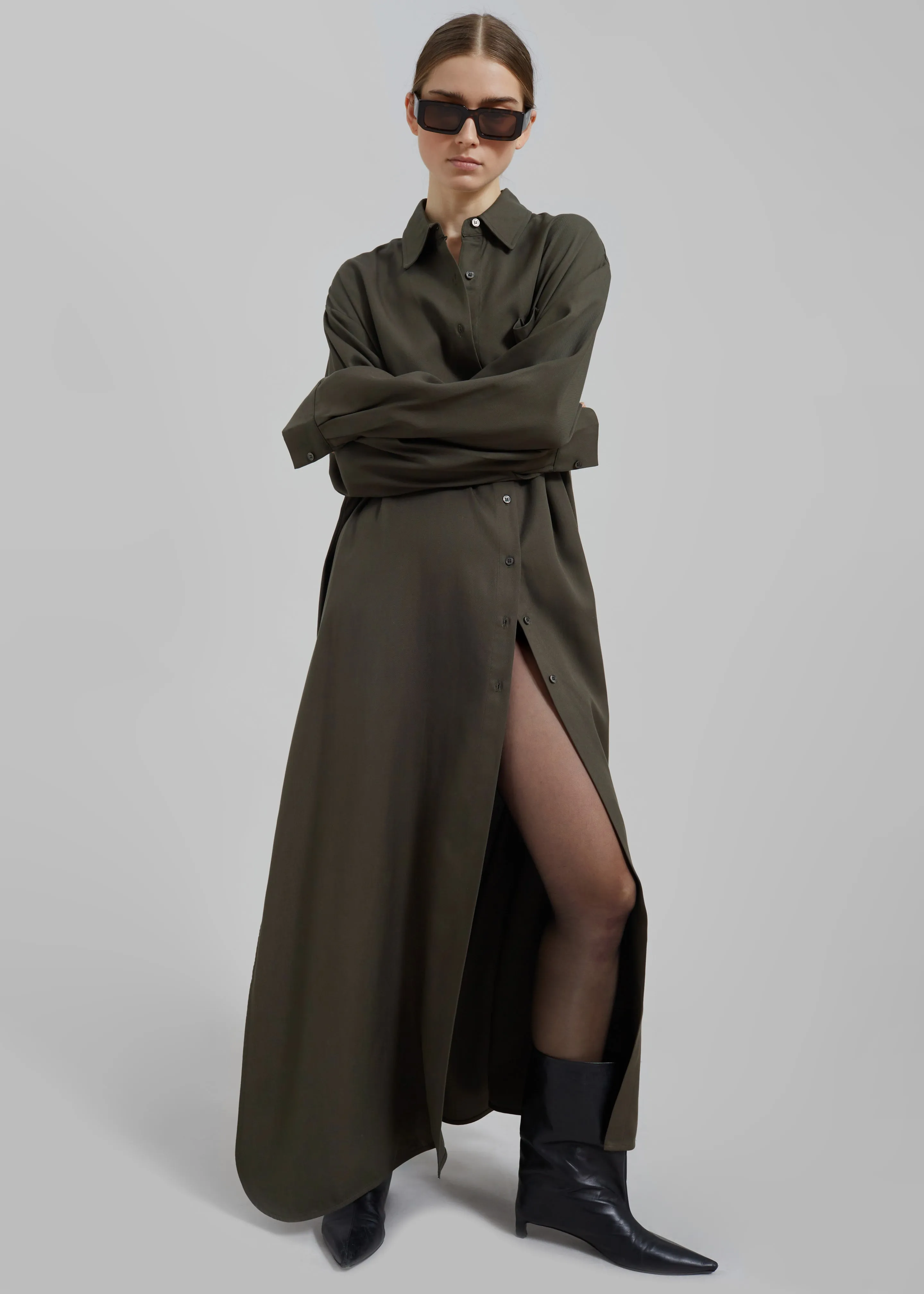 Avery Shirt Dress - Khaki sold by Frankie Shop product image thumbnail 3