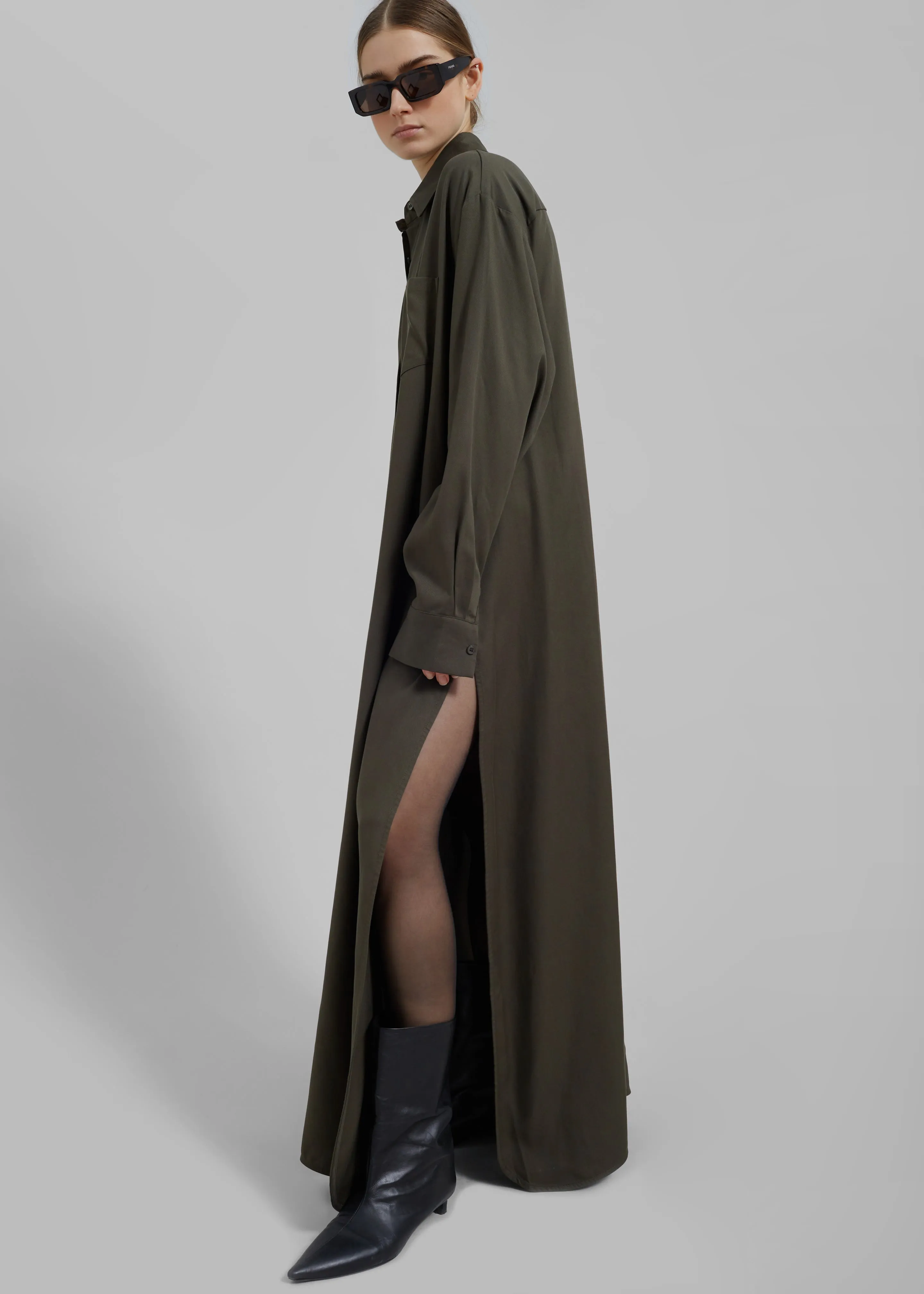 Avery Shirt Dress - Khaki sold by Frankie Shop product image thumbnail 4