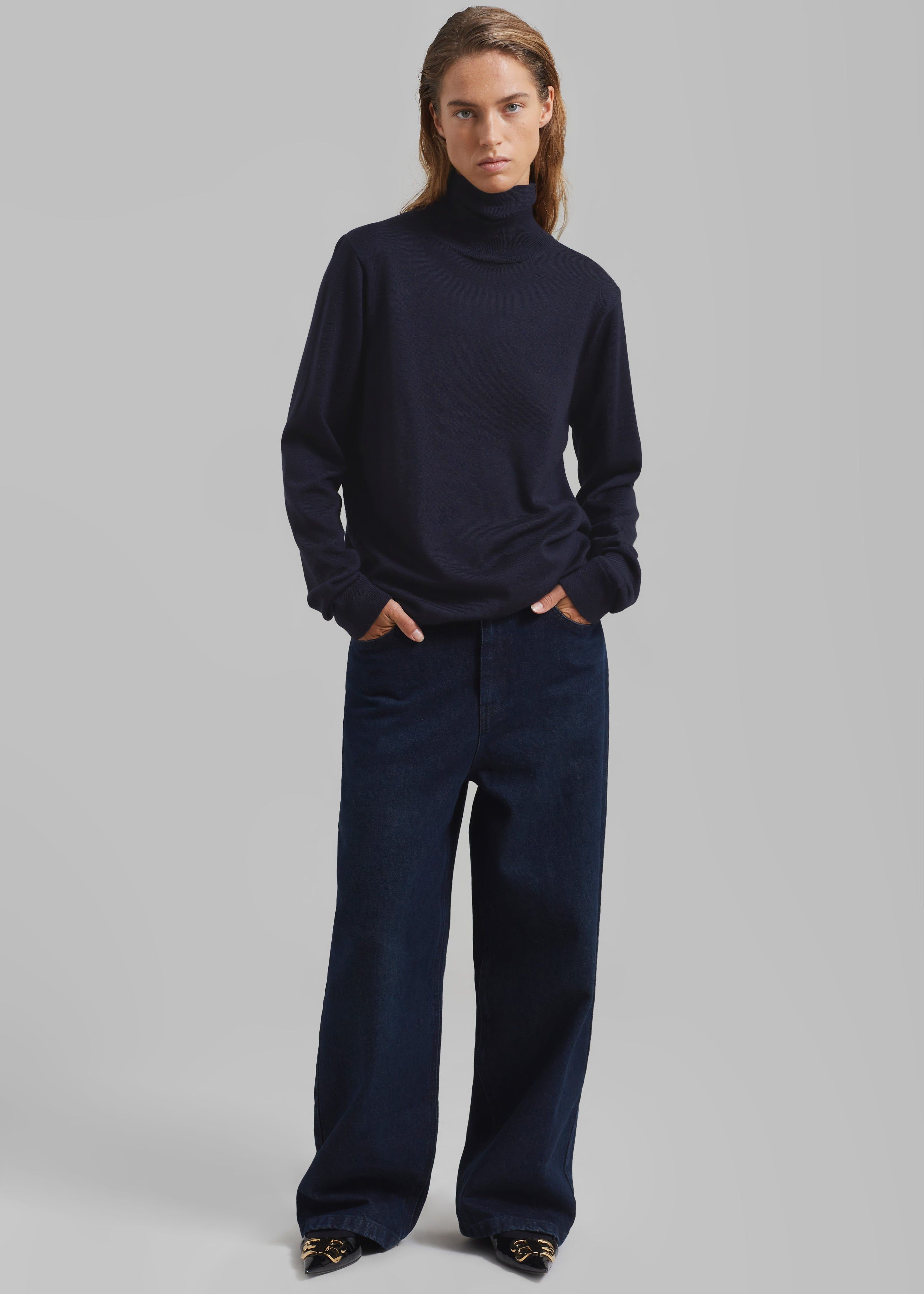 Róhe Classic Merino Wool Turtleneck - Night sold by Frankie Shop