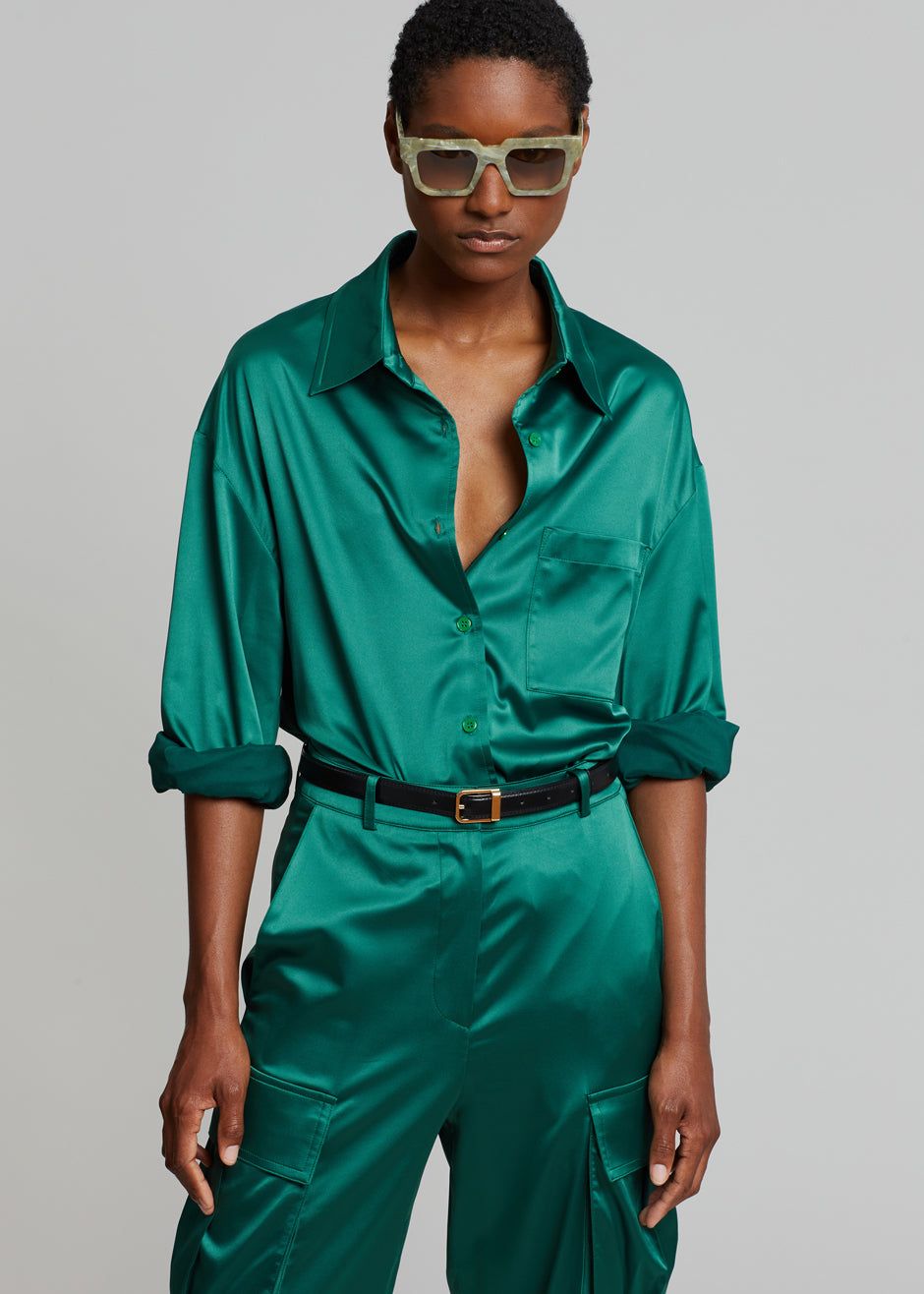 Lauren Silky Shirt - Green sold by Frankie Shop