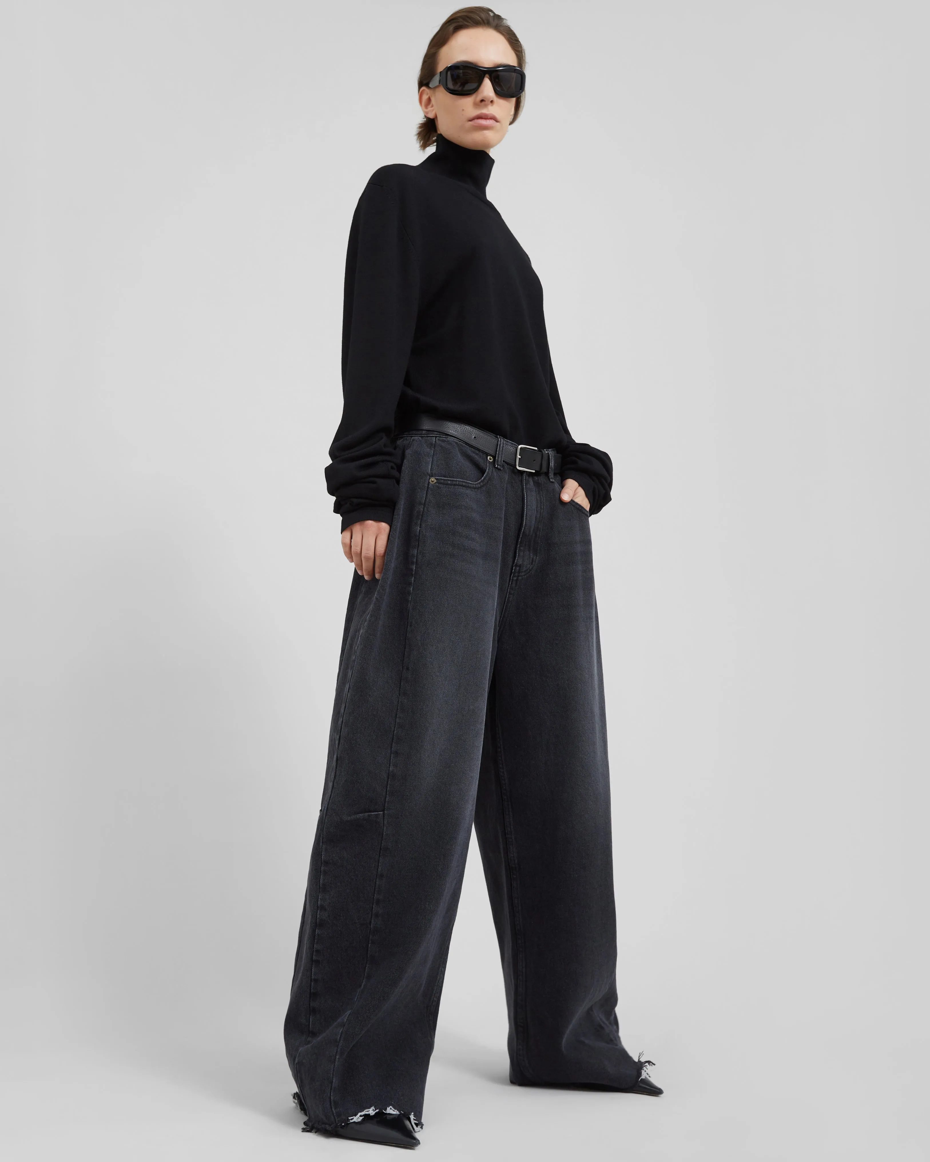 Logan Wool Extra Long Sleeve Turtleneck - Black sold by Frankie Shop product image thumbnail 3