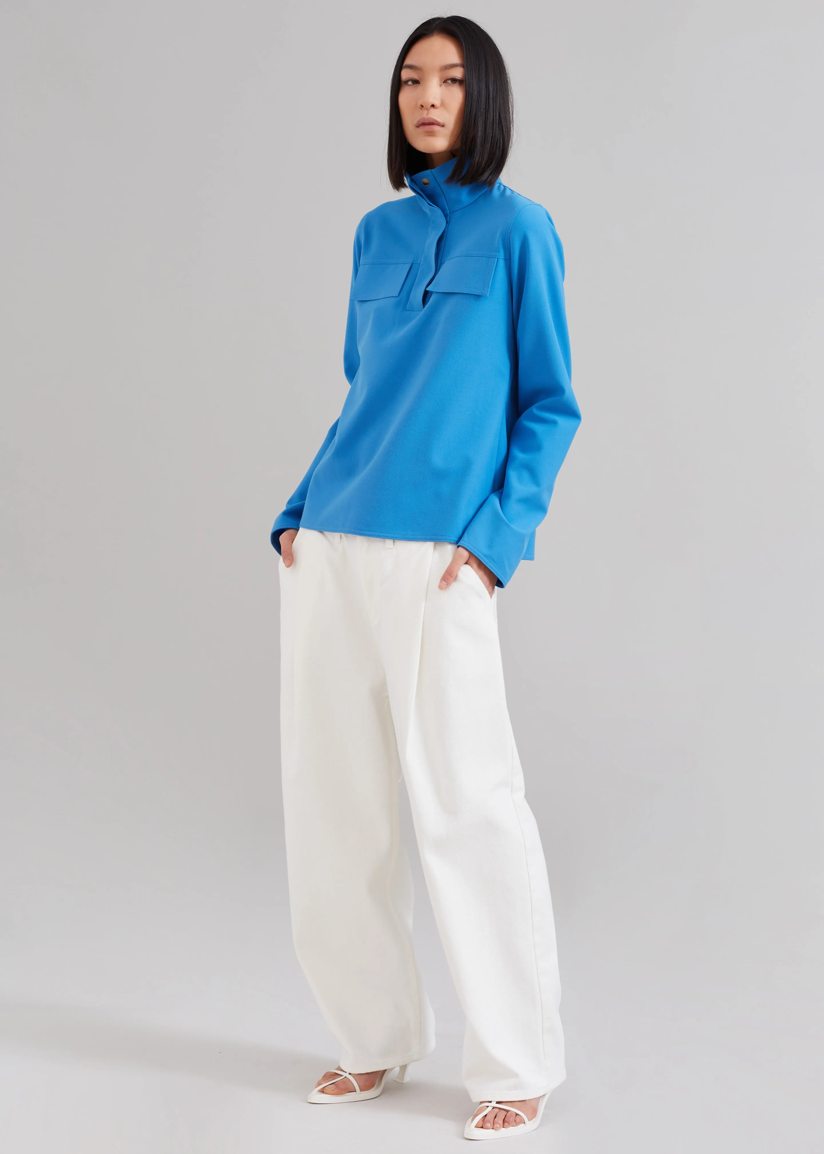 Nanushka Vivia Funnel Neck Top - Electric Blue sold by Frankie Shop