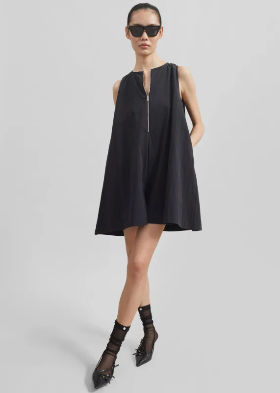 Carlotta Front Zip Romper - Black made by Frankie Shop