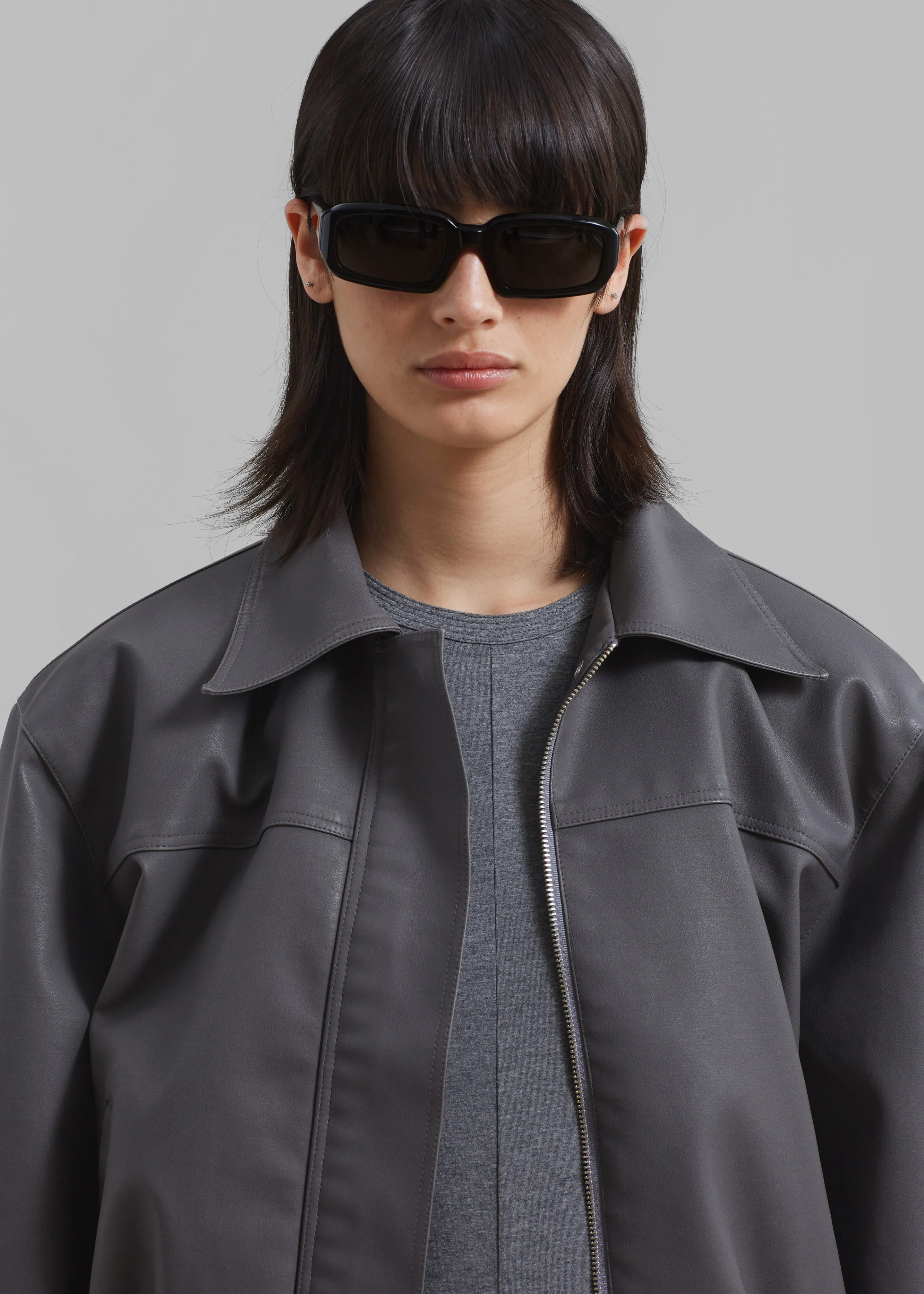 Jaden Faux Leather Bomber - Charcoal sold by Frankie Shop product image thumbnail 4