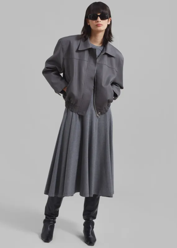 Jaden Faux Leather Bomber - Charcoal sold by Frankie Shop