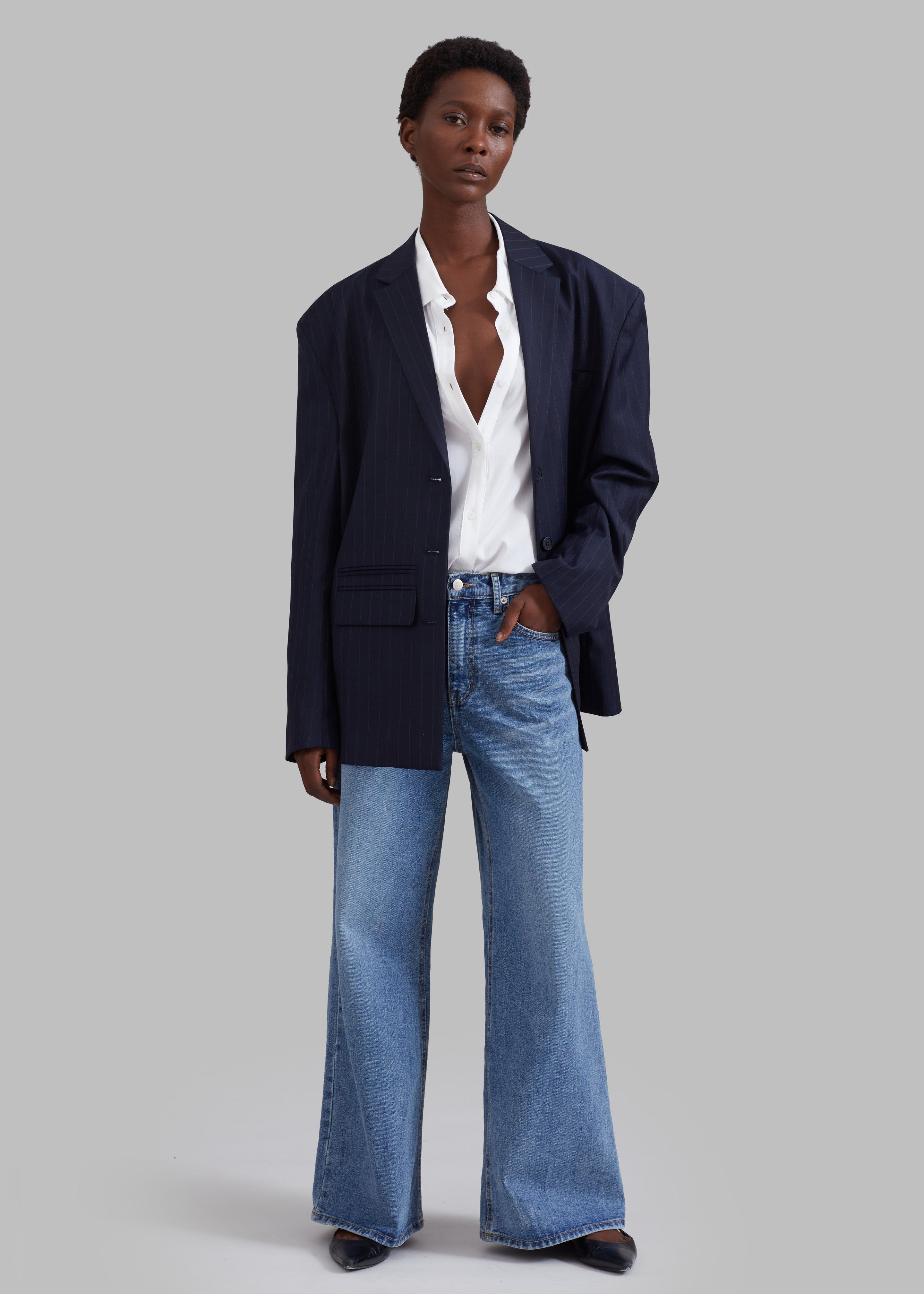 Towson Blazer - Navy Pinstripe sold by Frankie Shop