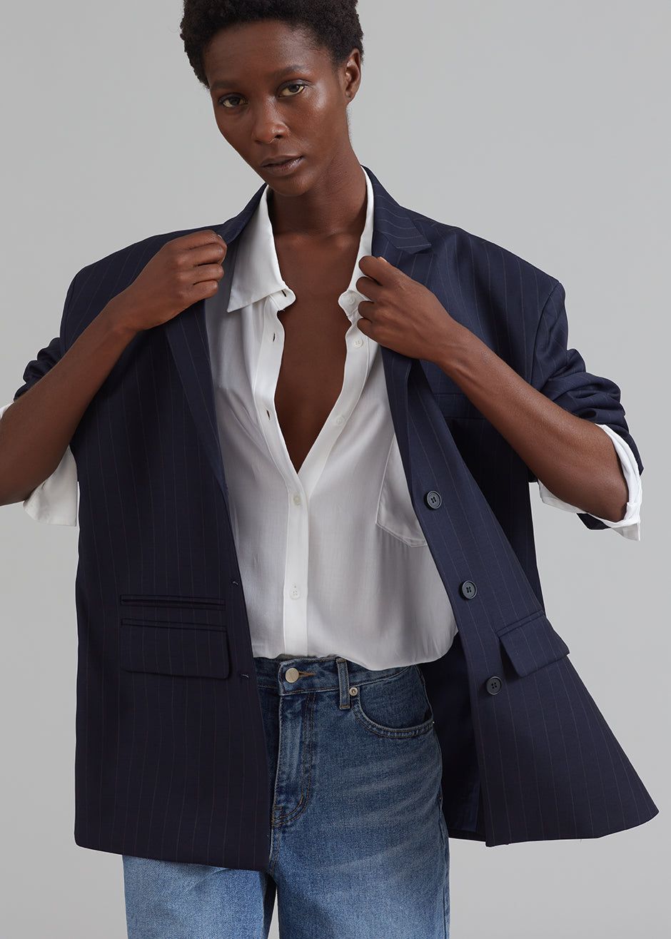 Towson Blazer - Navy Pinstripe sold by Frankie Shop product image thumbnail 2