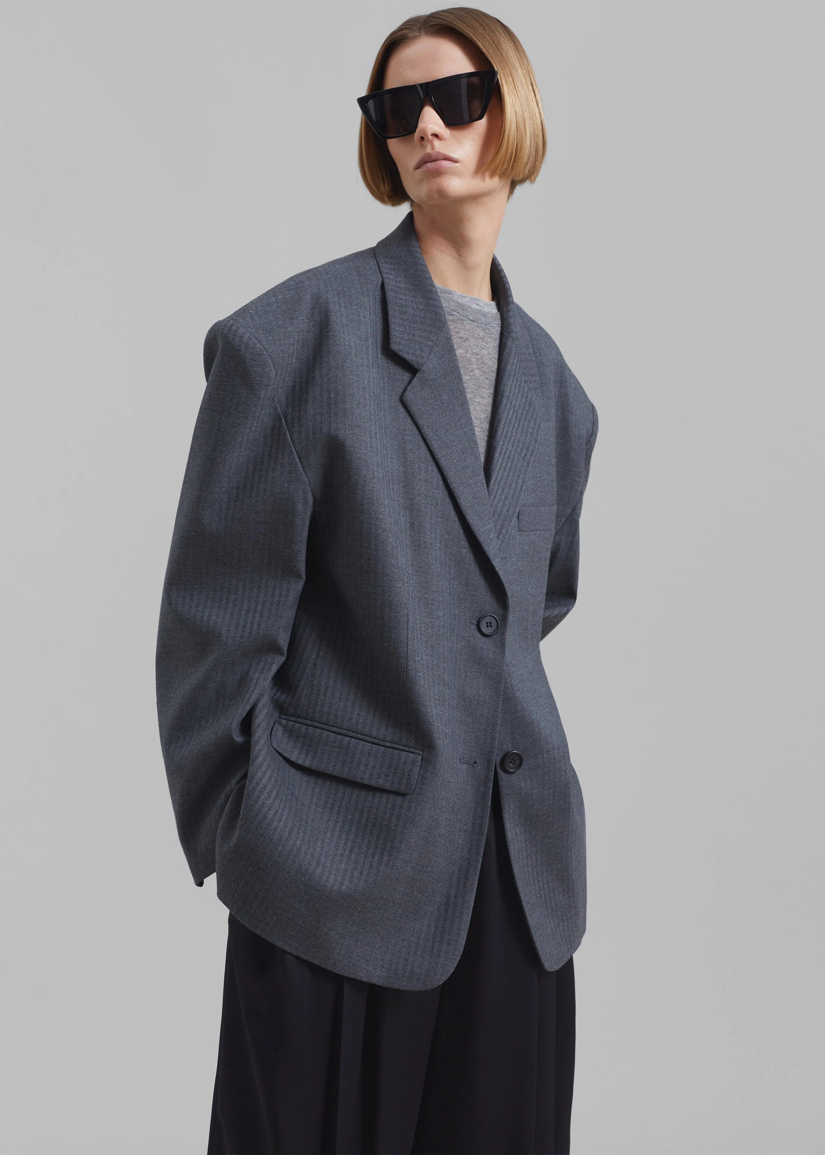 Ingrid Oversized Blazer - Grey Stripe sold by Frankie Shop product image thumbnail 2