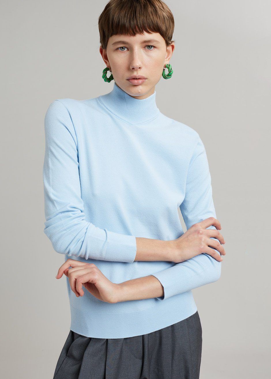 Verona Knit Turtleneck - Pale Blue sold by Frankie Shop