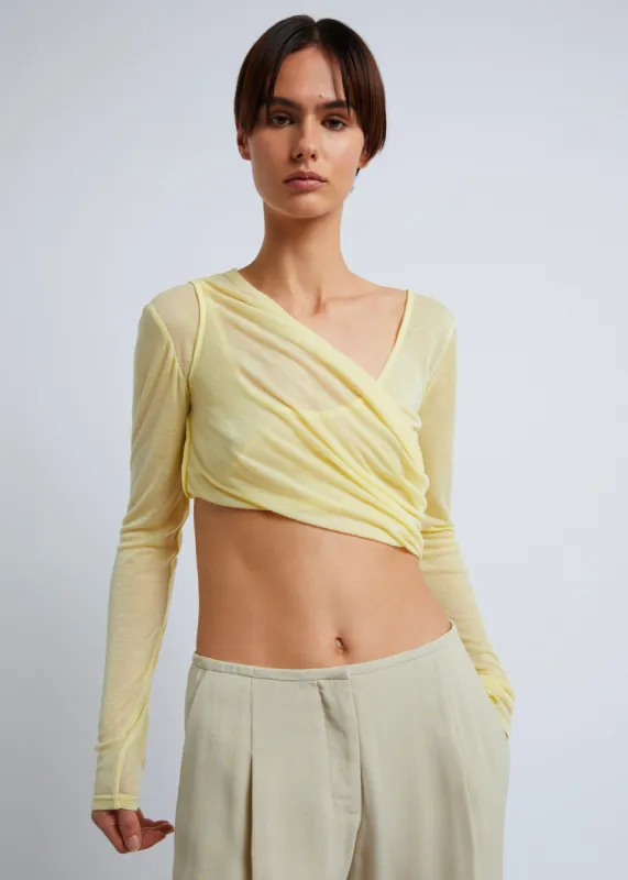 Christopher Esber Folded Crop L/S Top - Custard sold by Frankie Shop