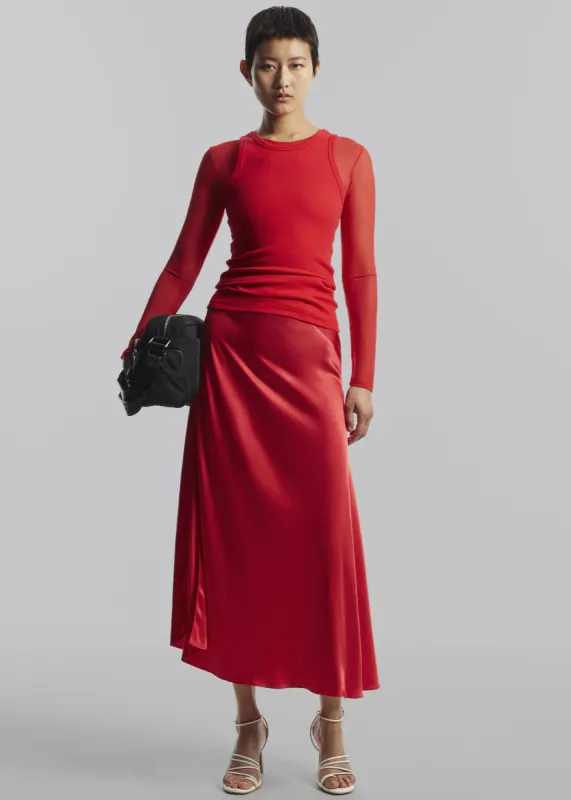 Samsøe Samsøe Viktoria Bias Skirt - True Red sold by Frankie Shop