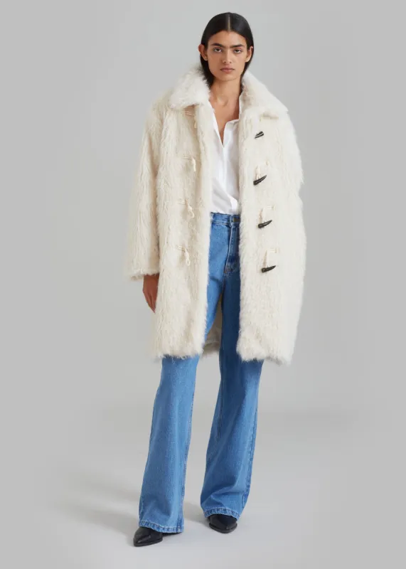 Noha Faux Fur Toggle Coat - Cream made by Frankie Shop