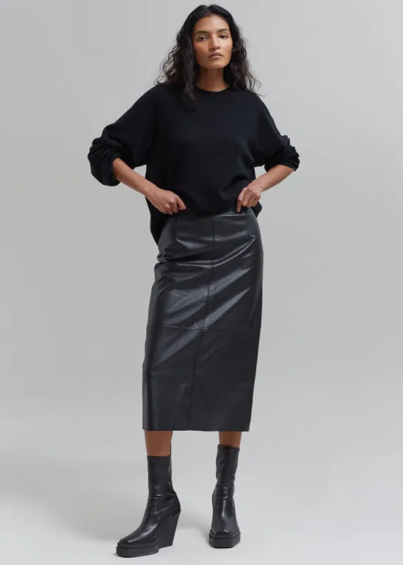 Manyne Faux Leather Pencil Skirt - Black made by Frankie Shop