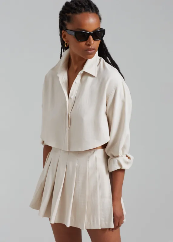 Steffi Cropped Shirt - Beige made by Frankie Shop