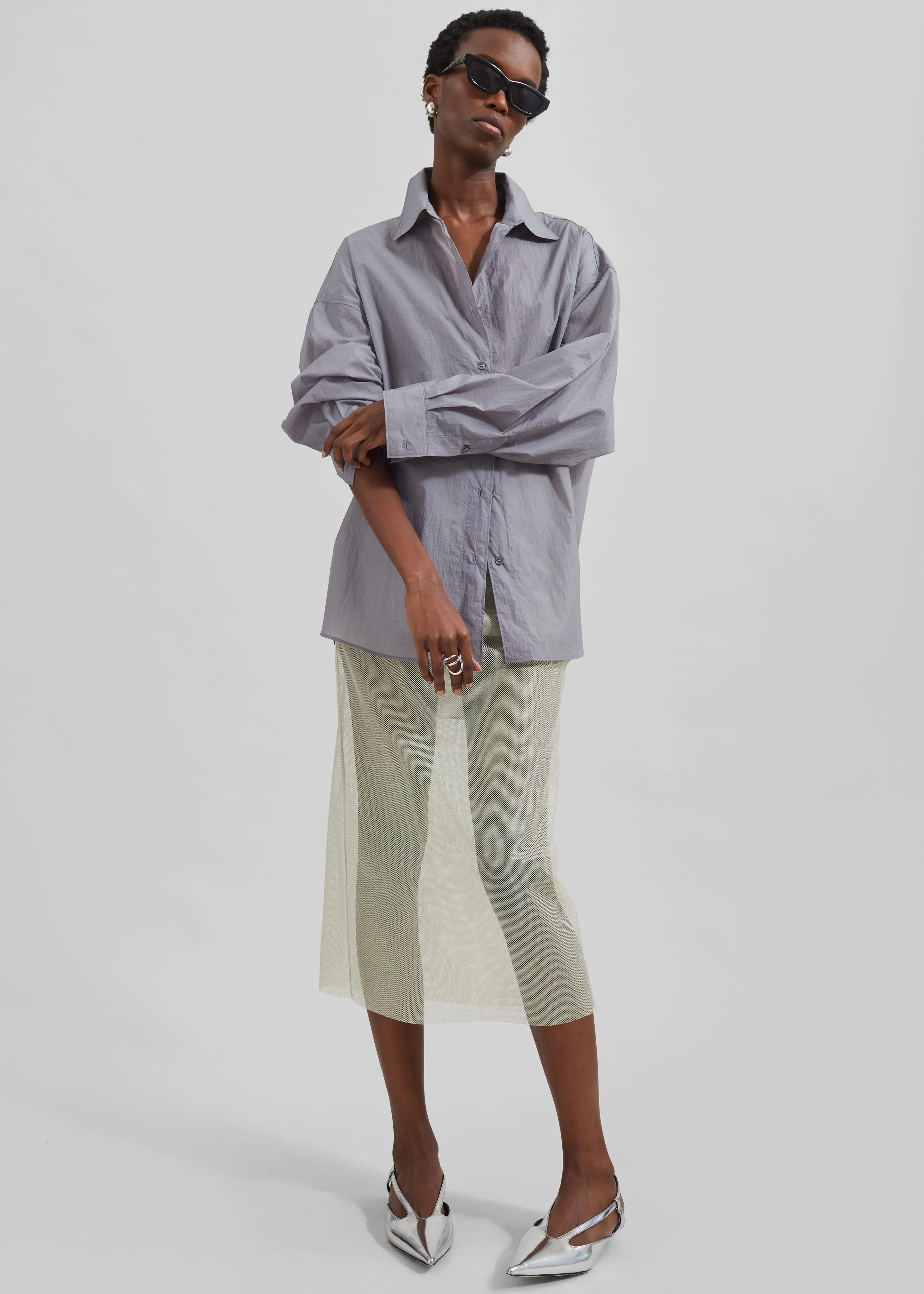 Verna Semi Sheer Midi Skirt - Moss Green sold by Frankie Shop