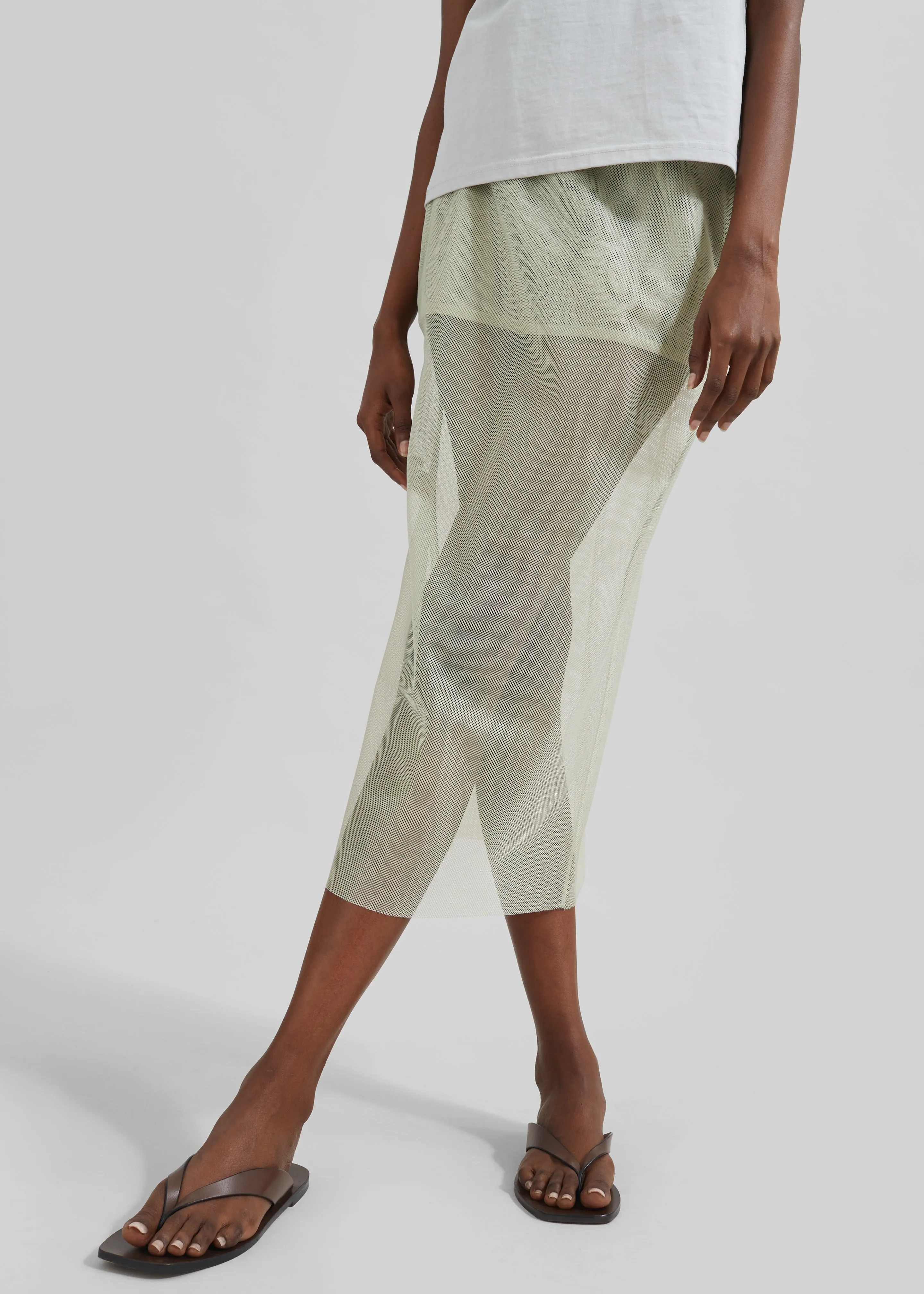 Verna Semi Sheer Midi Skirt - Moss Green sold by Frankie Shop product image thumbnail 4